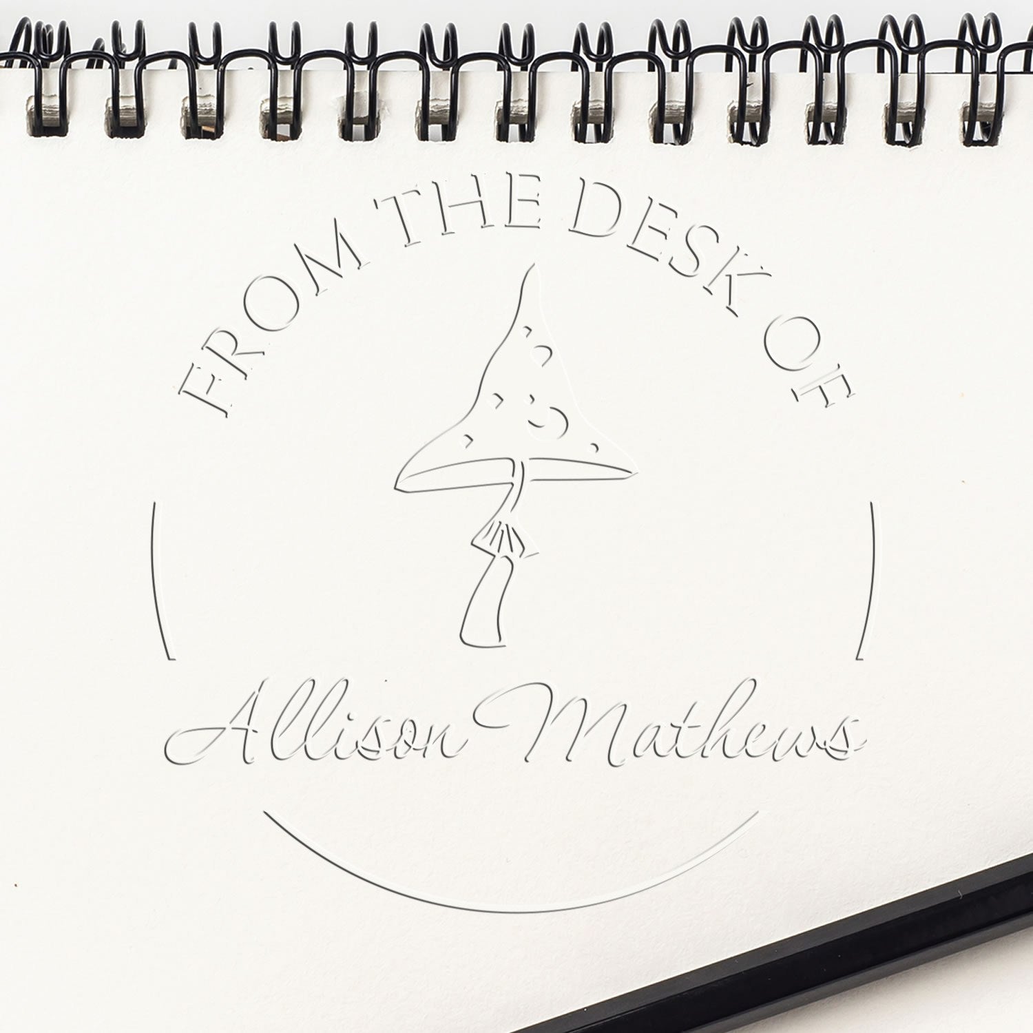 Fey Fungus Mushroom Handheld Personalized Bookplate Label Embosser - Engineer Seal Stamps