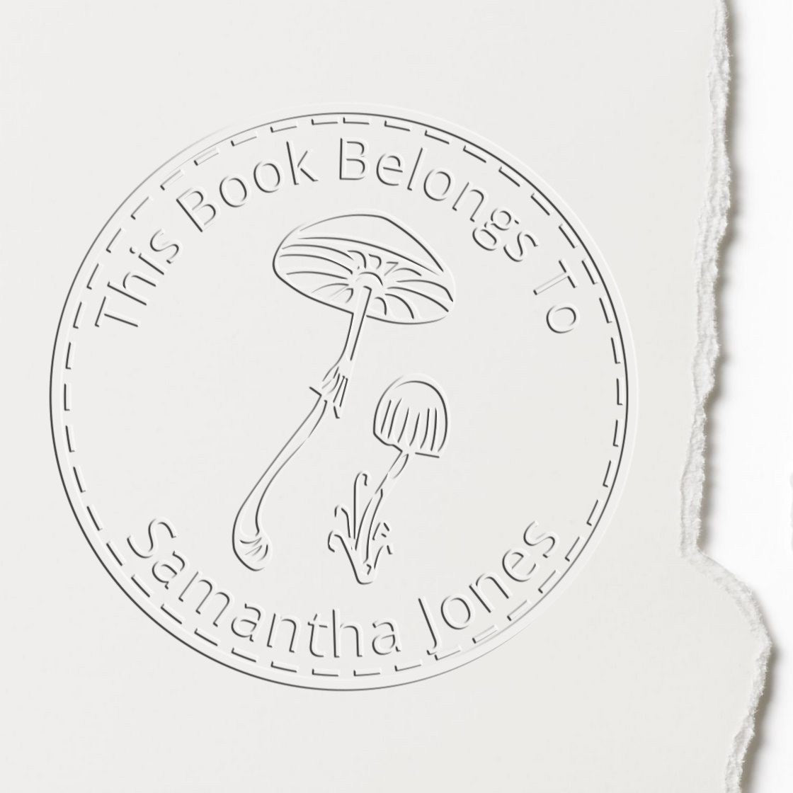 Glimmering Gilled Mushroom Handheld Personalized Bookplate Sticker Embosser