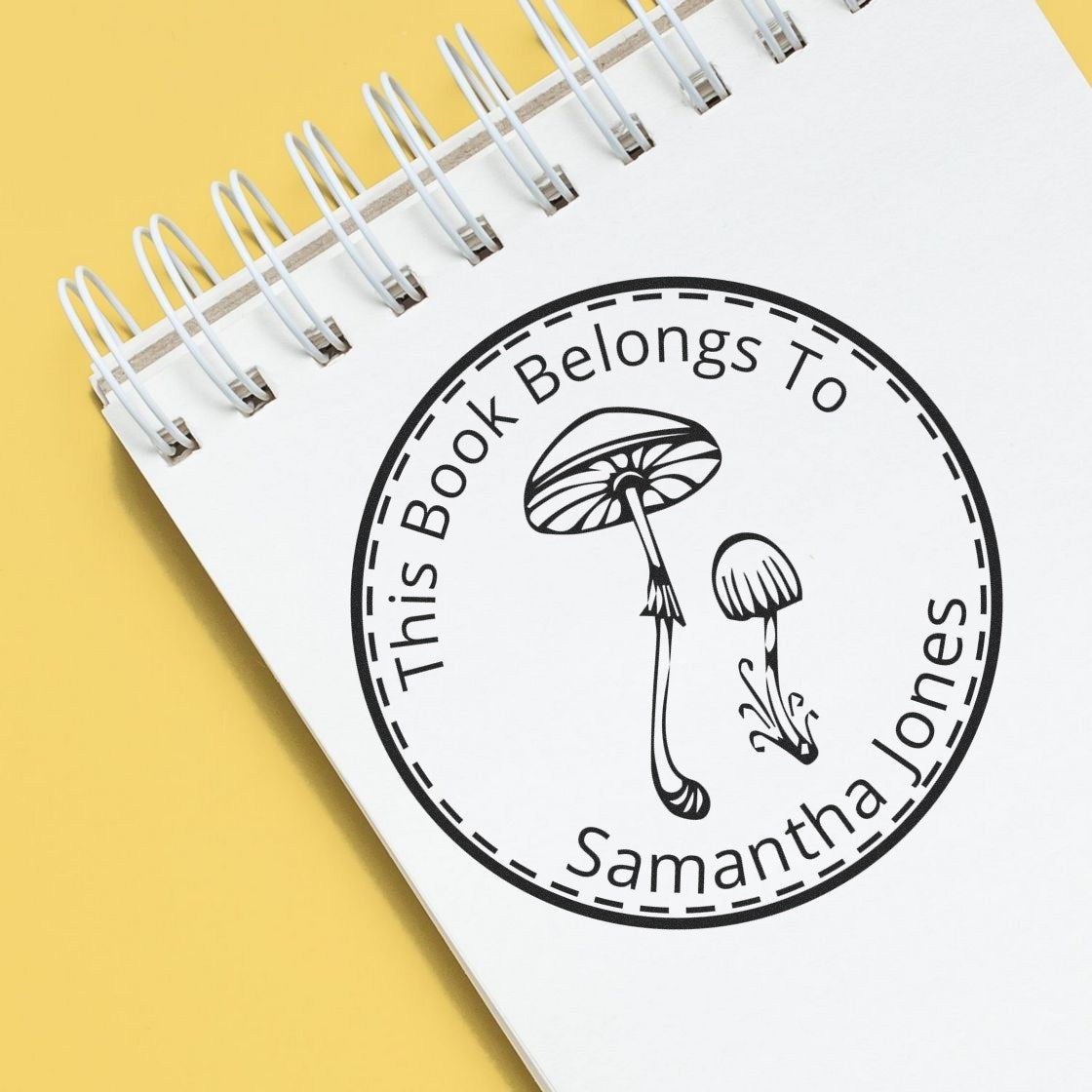 Glimmering Gilled Mushroom Pre-Inked Personalizable Library Ownership Stamp - Engineer Seal Stamps