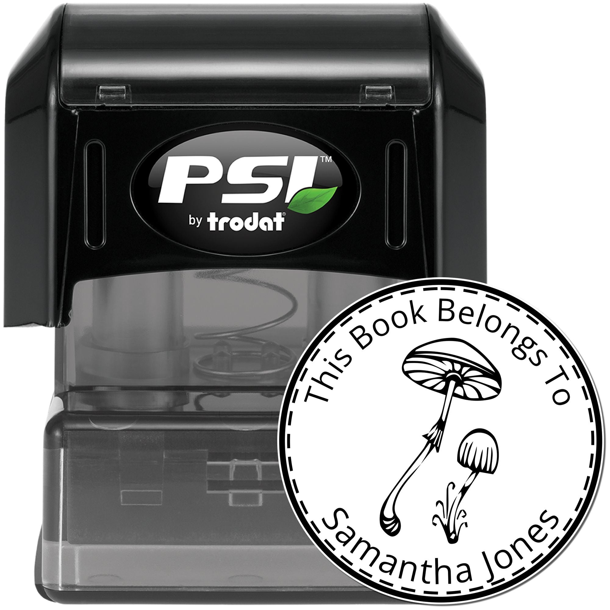 Glimmering Gilled Mushroom Pre-Inked Personalizable Library Ownership Stamp - Engineer Seal Stamps