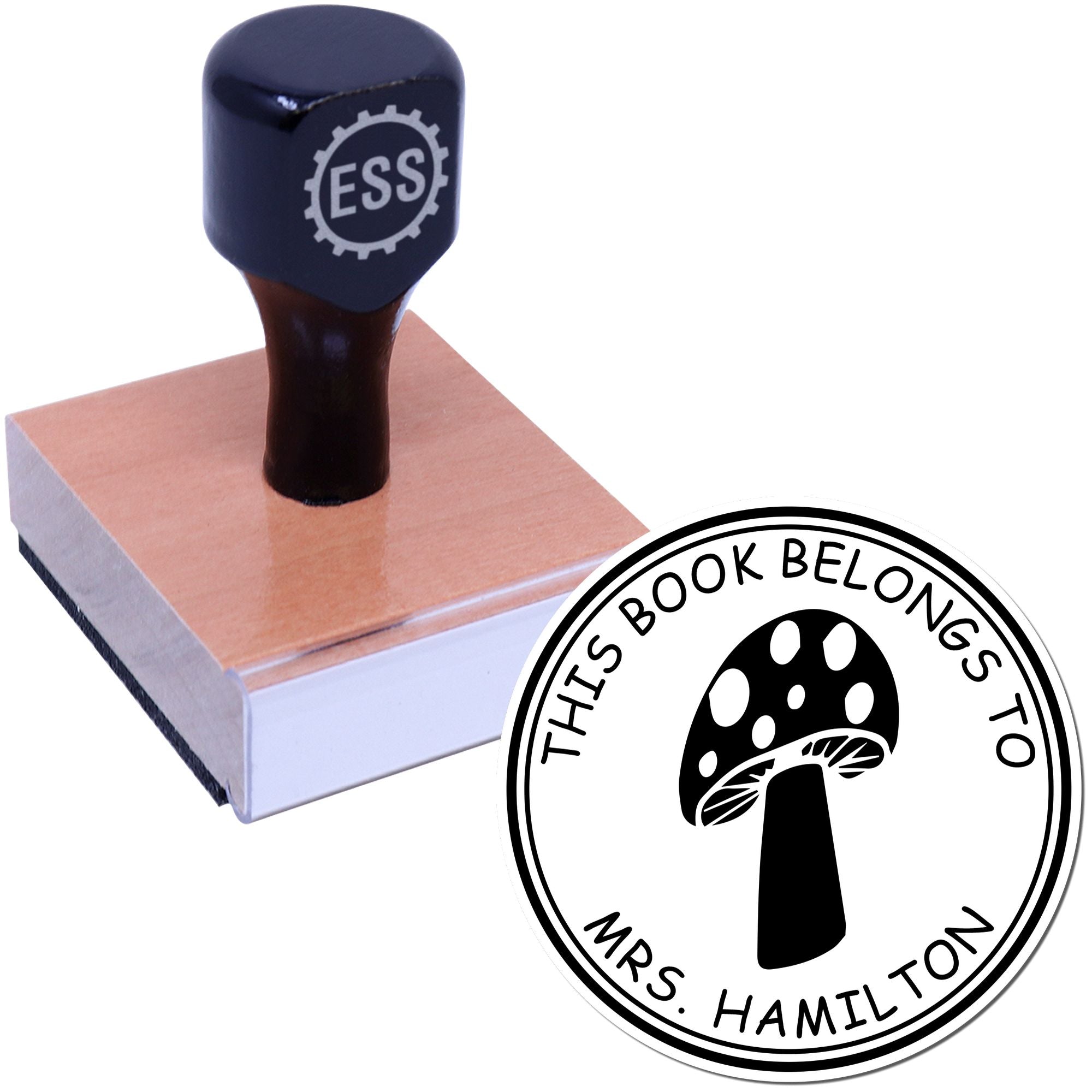 Wood Handle Ethereal Earthstar Mushroom Custom Book Design Stamp - Engineer Seal Stamps