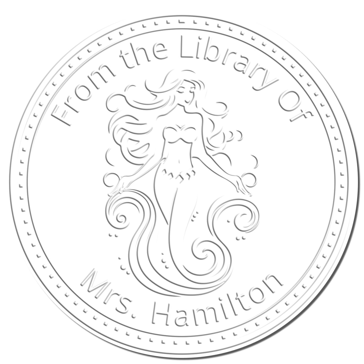 Aurelia Wavecrest Mermaid Handheld Personalized Bookplate Sticker Embossing Seal - Engineer Seal Stamps