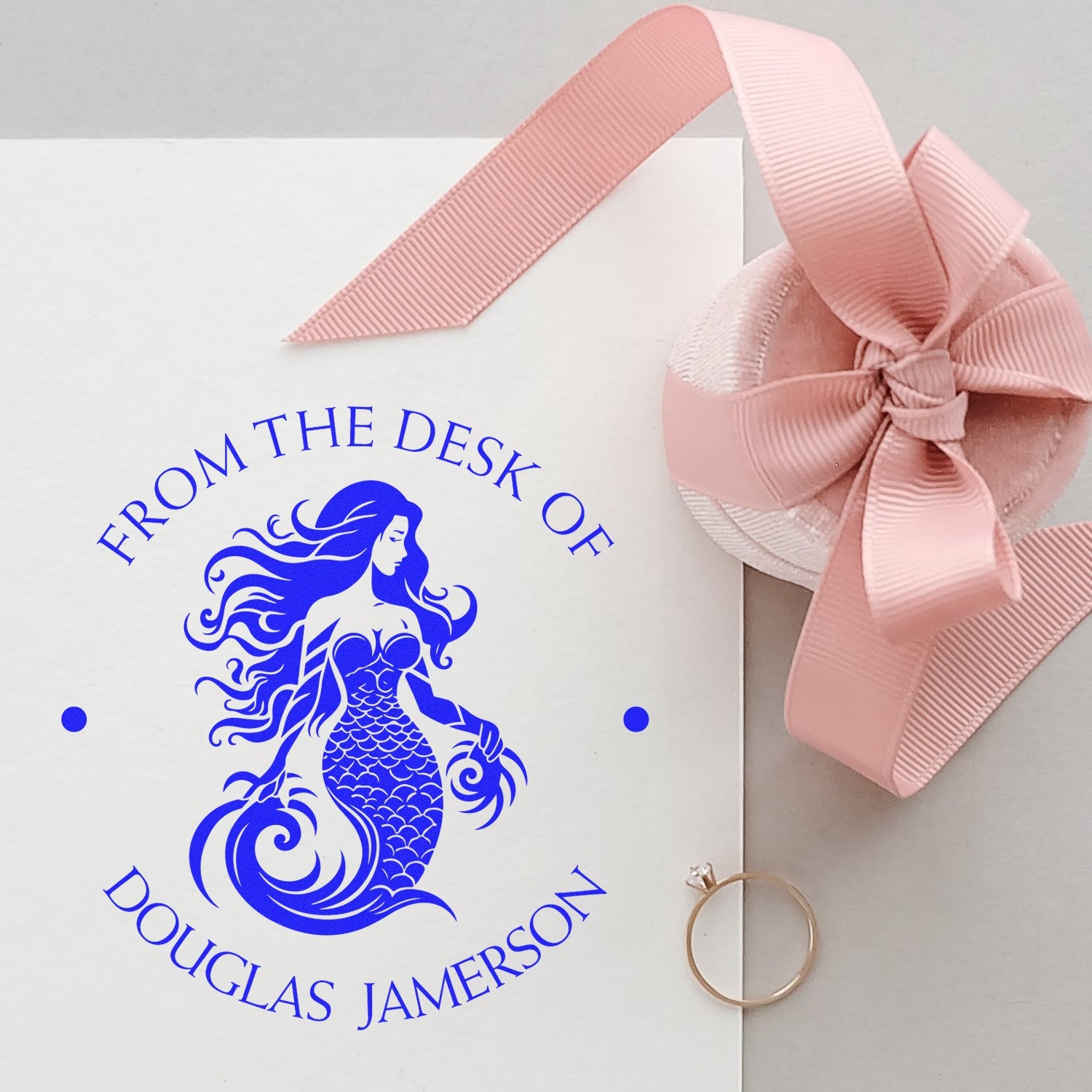 Nerissa Pearlshine Mythical Mermaid Self-Inking Customized Library Bookplate Stamp - Engineer Seal Stamps