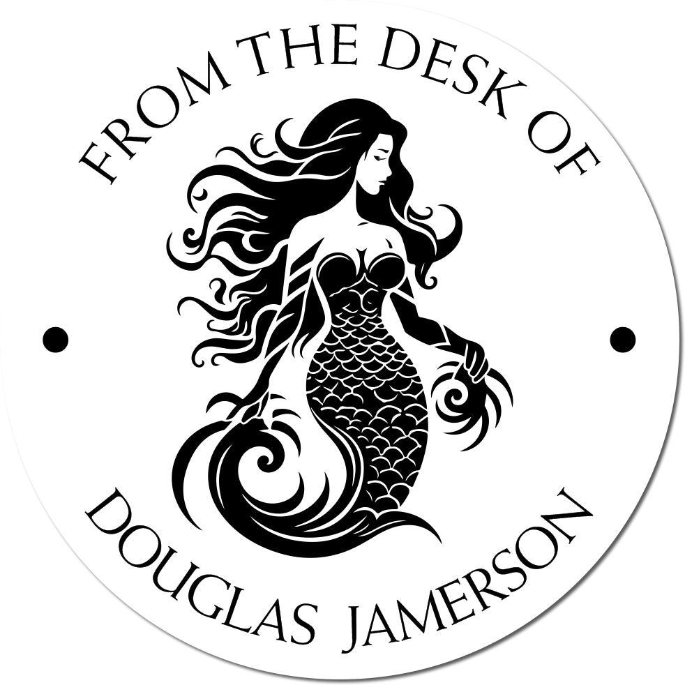Nerissa Pearlshine Mythical Mermaid Self-Inking Customized Library Bookplate Stamp - Engineer Seal Stamps