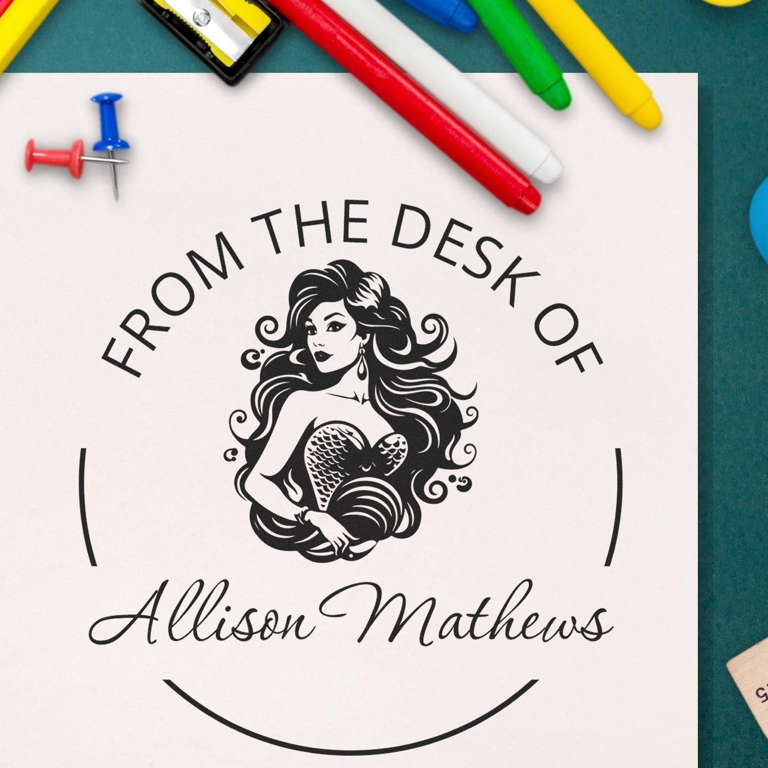 Lorelei Tidemist Mythical Mermaid Self-Inking Customized Name For Library Stamp - Engineer Seal Stamps