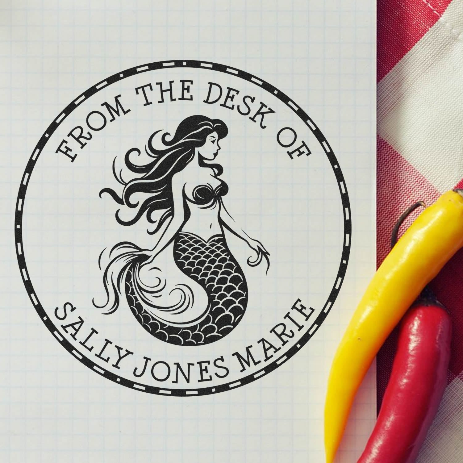 Selene Starfish Mythical Mermaid Self-Inking Customized From The Library Of Design Stamp - Engineer Seal Stamps