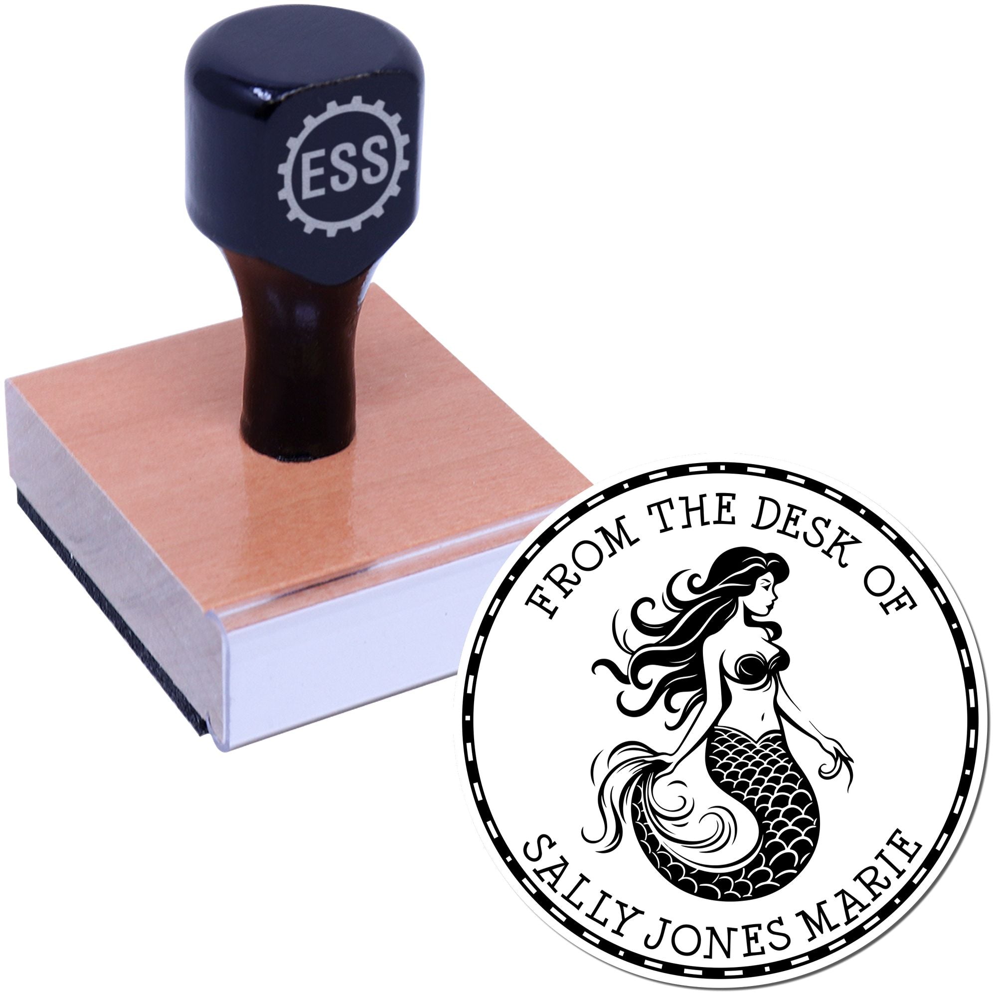 Wood Handle Selene Starfish Mythical Mermaid Custom Stamp - Engineer Seal Stamps
