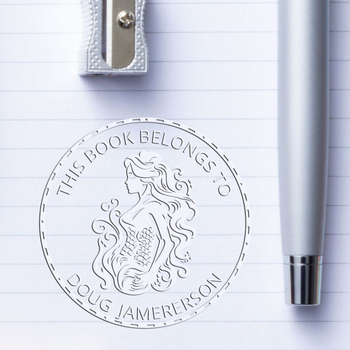 Morgana Deepswirl Mermaid Handheld Personalized Bookplate Printing Embossing Seal - Engineer Seal Stamps