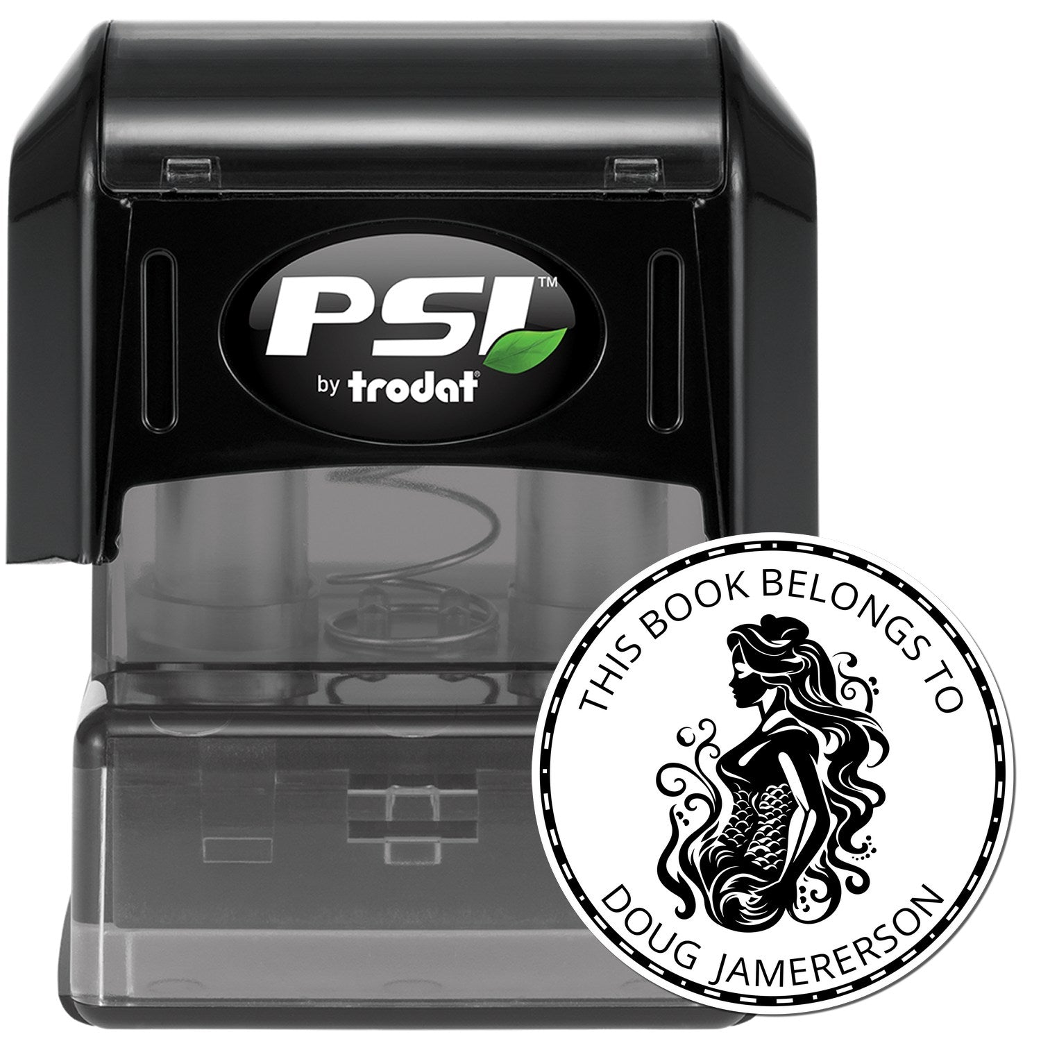 Morgana Deepswirl Mermaid Pre-Inked Personalizable Book Plate Stamp - Engineer Seal Stamps