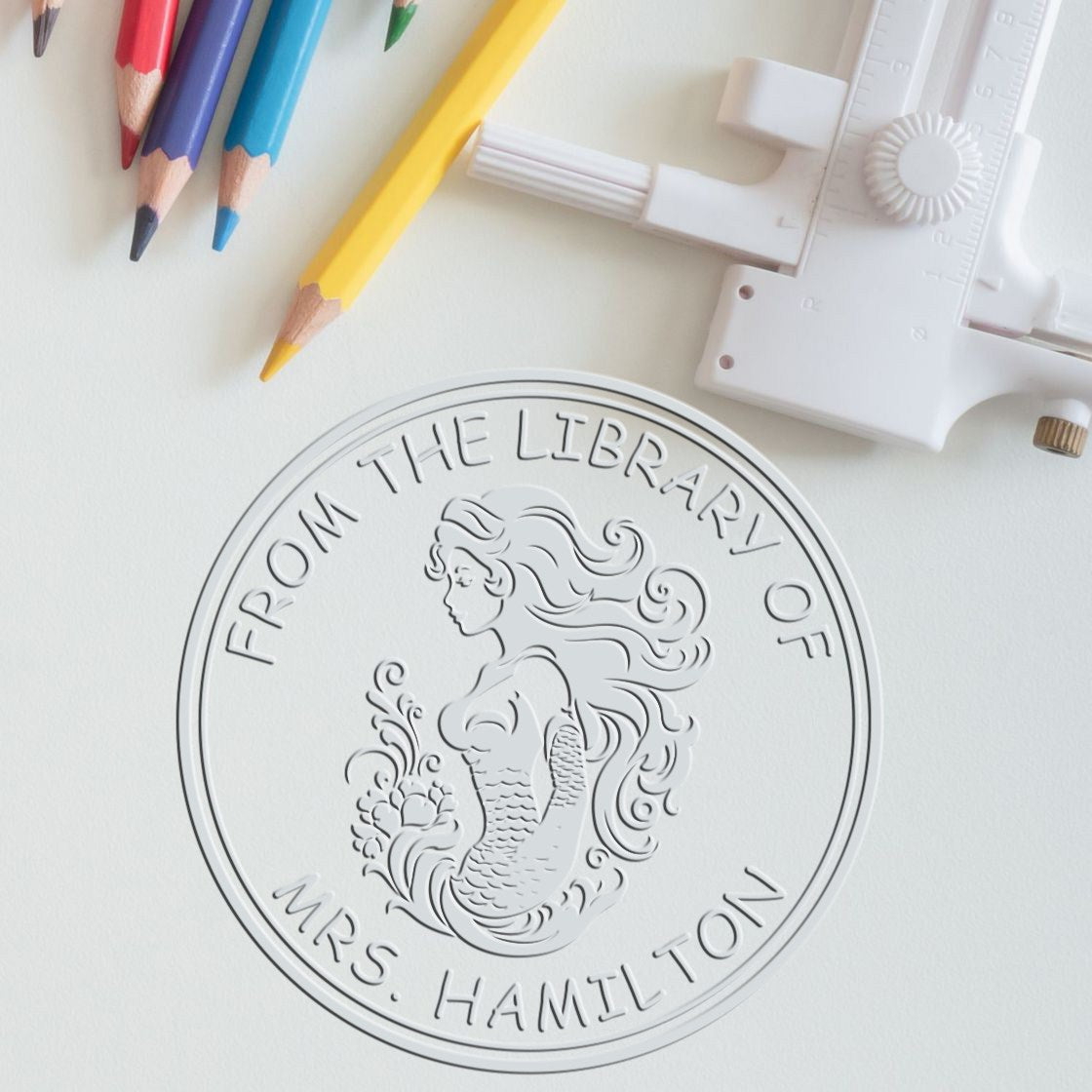 Soft Oceana Seaglimmer Mermaid Customized Book Belongs To Embossing Seal - Engineer Seal Stamps