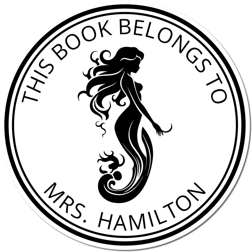 Wood Handle Sirena Whirlpool Mermaid Personalized Ex Libris Art Stamp - Engineer Seal Stamps