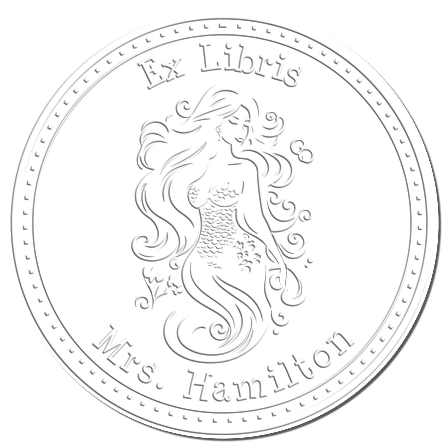 Azura Wavebound Mermaid Handheld Personalized Bookplate Maker Embossing Seal - Engineer Seal Stamps