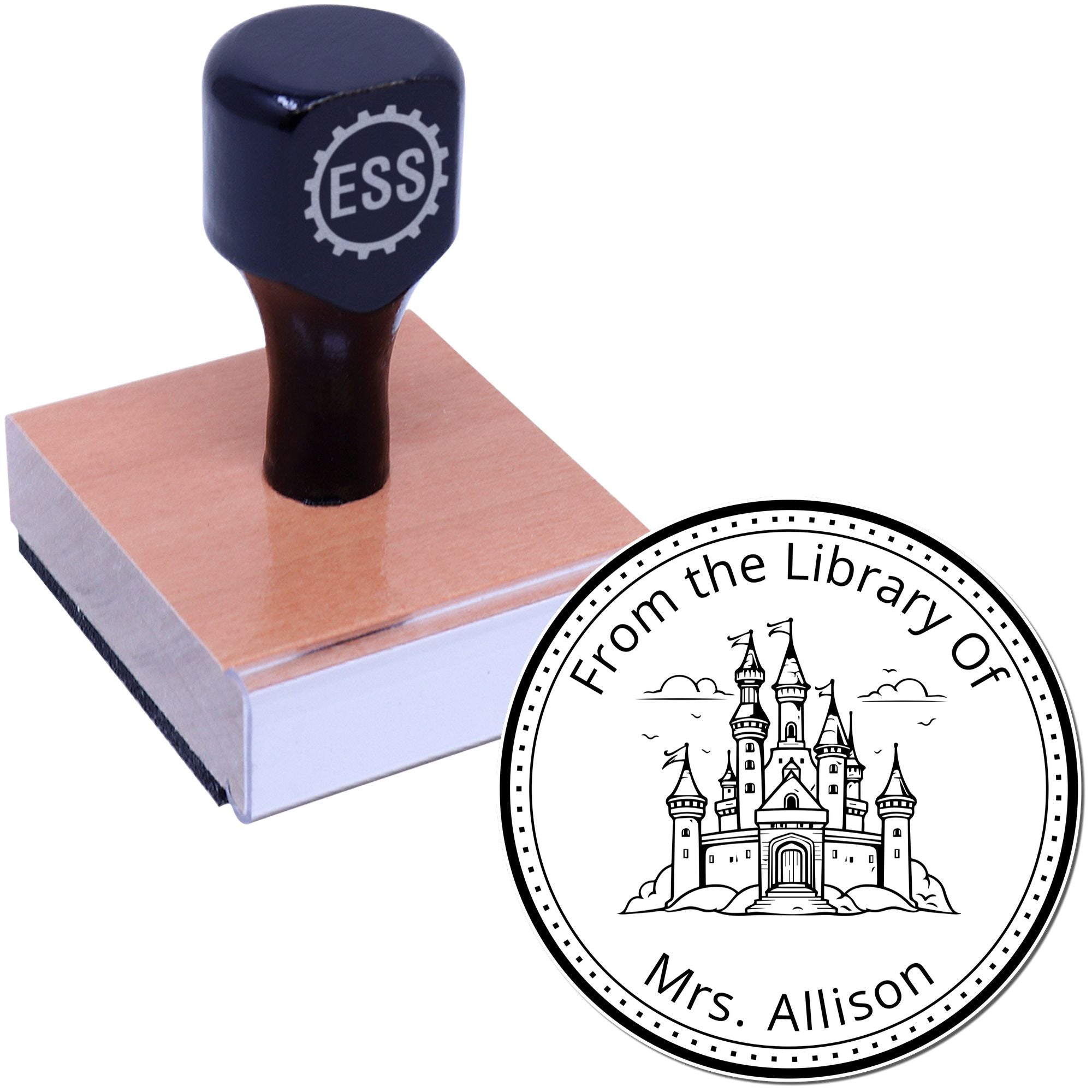 Wood Handle Dragonstone Keep Castle Personalized Book Stamp - Engineer Seal Stamps