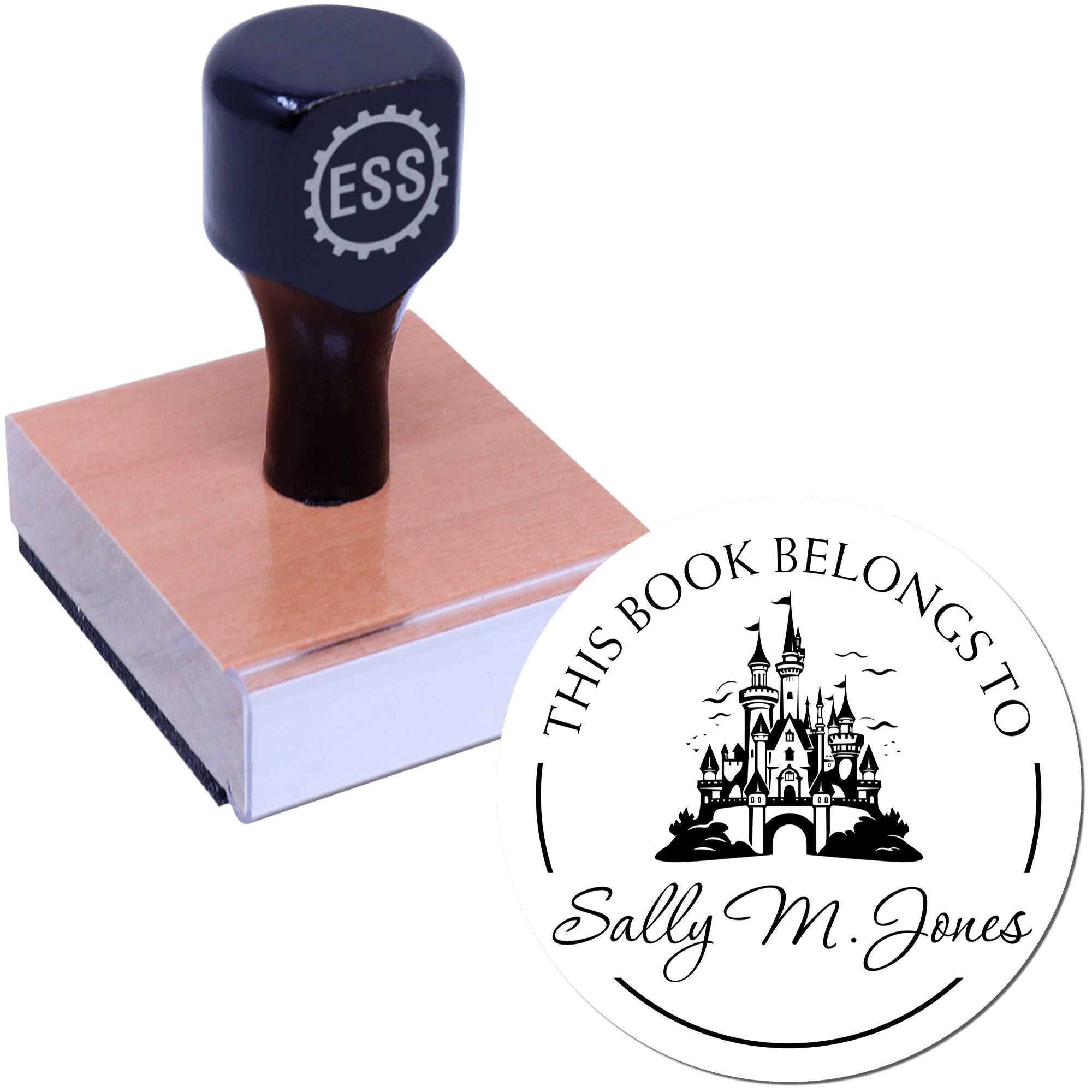 Wood Handle Eagle's Nest Castle Personalized Bookplate Stamp - Engineer Seal Stamps
