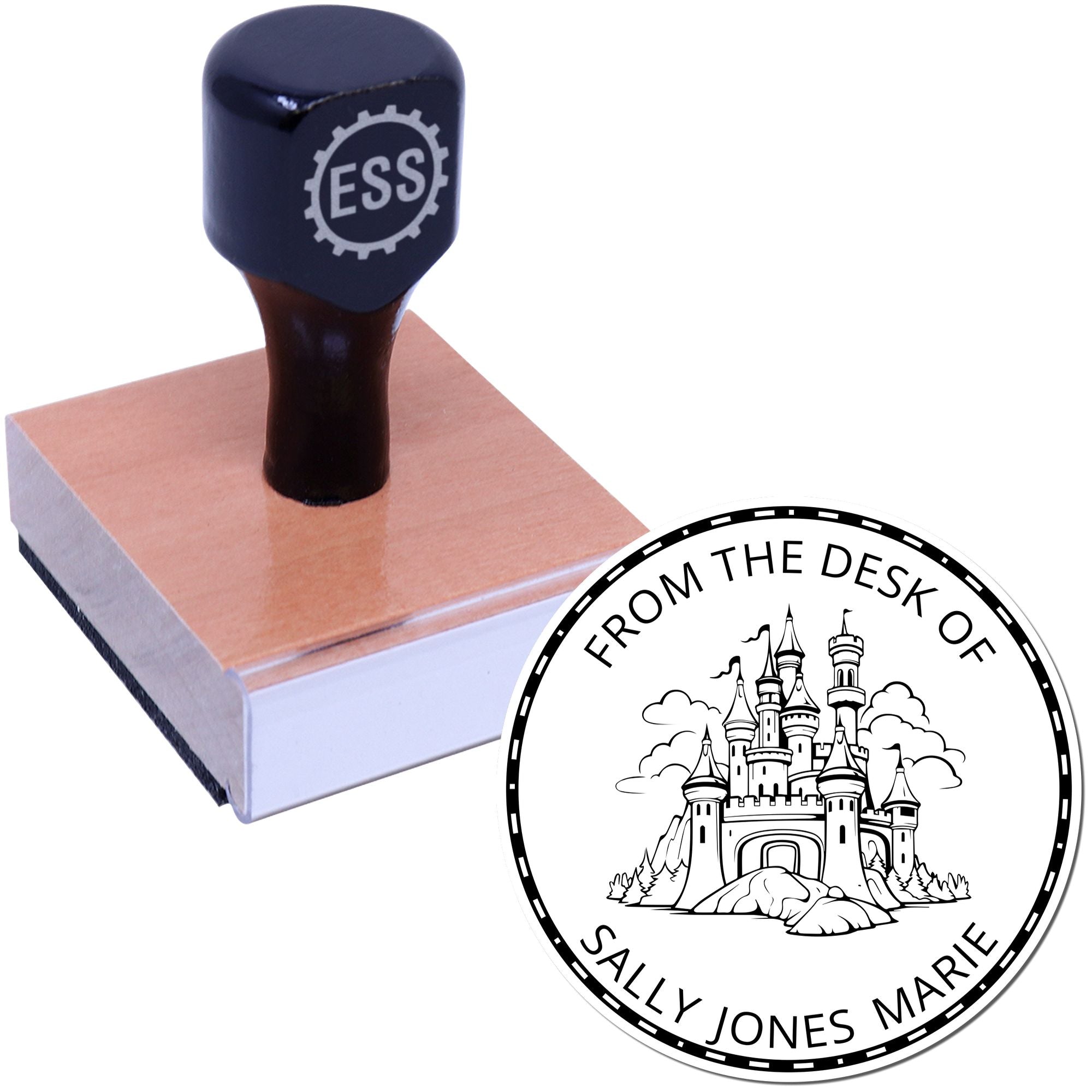 Wood Handle Stonegate Citadel Castle Personalized Book Ownership Stamp - Engineer Seal Stamps