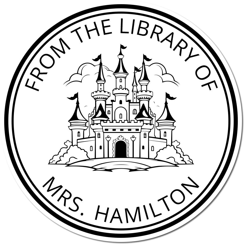 Mystic Towers Castle Pre-Inked Personalizable Book Library Name Stamp - Engineer Seal Stamps