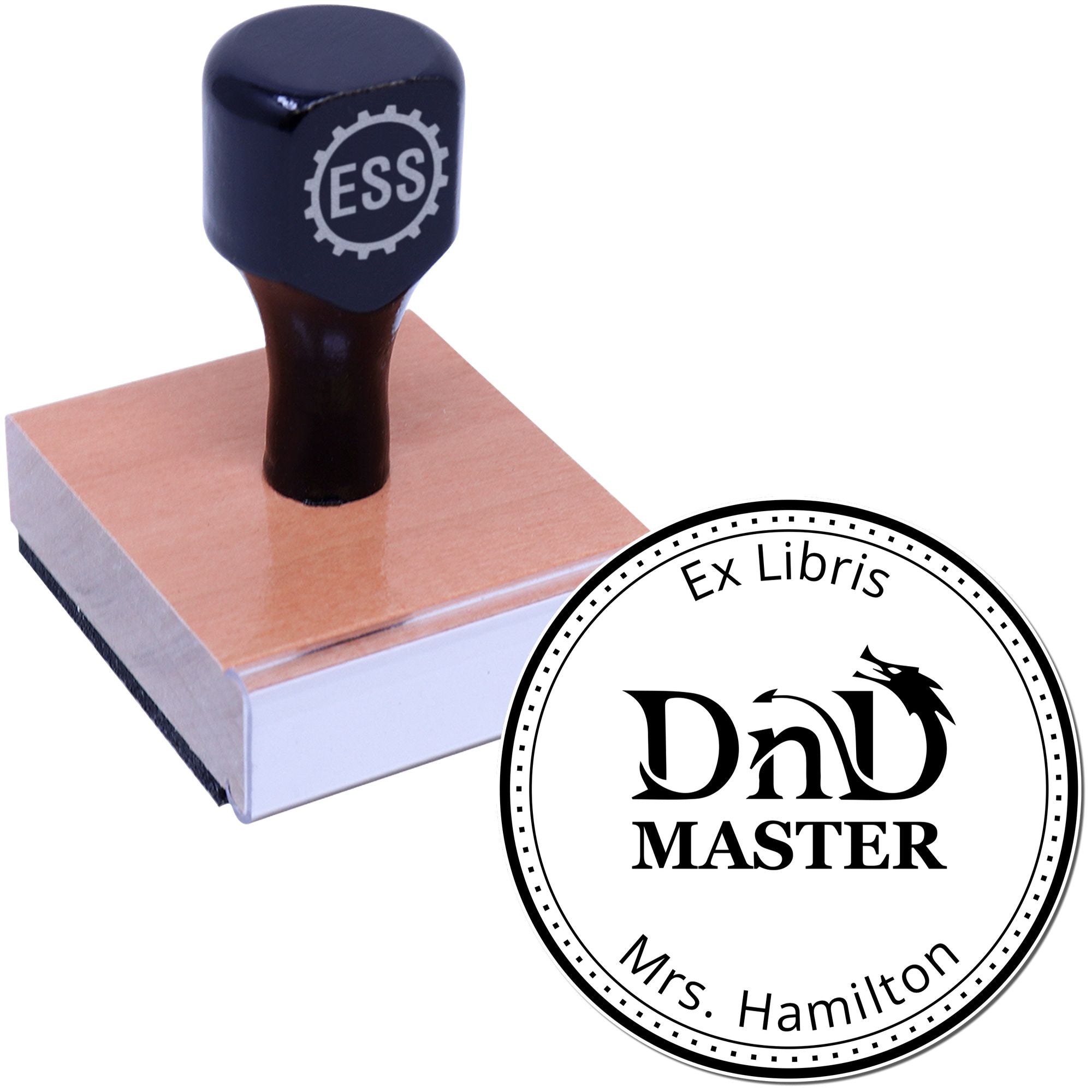 Wood Handle Amulet of the Wise Gamer Personalized Book Label Stamp - Engineer Seal Stamps