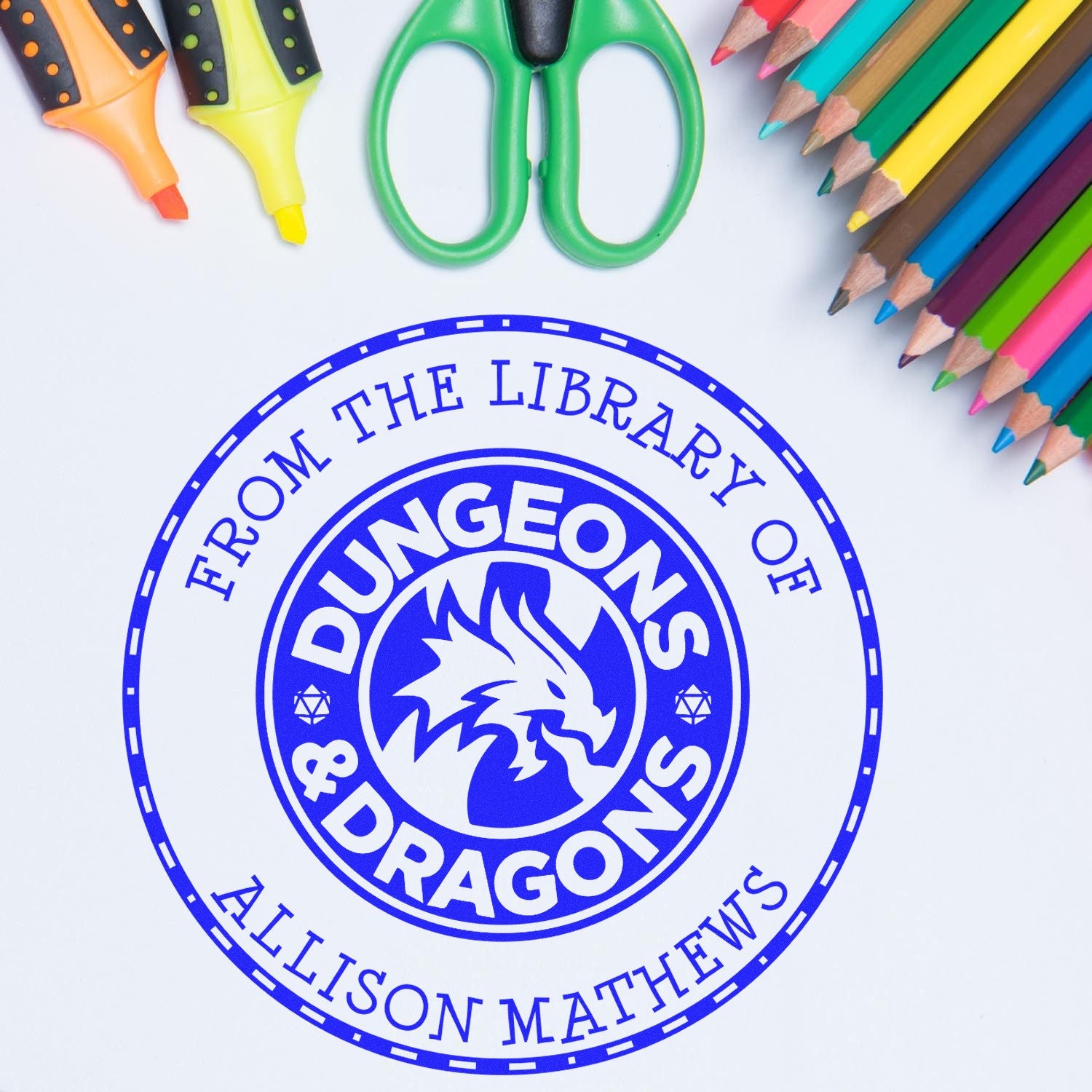 Slim Pre-Inked Horn of Valhalla Gamer Belongs To The Library Of Stamp - Engineer Seal Stamps