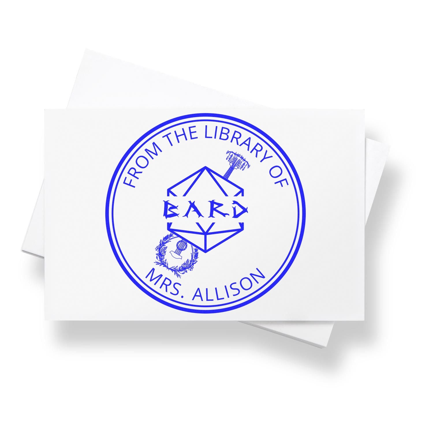 Wood Handle Pearl of Power Gamer Personalized Bookplate Printing Stamp - Engineer Seal Stamps