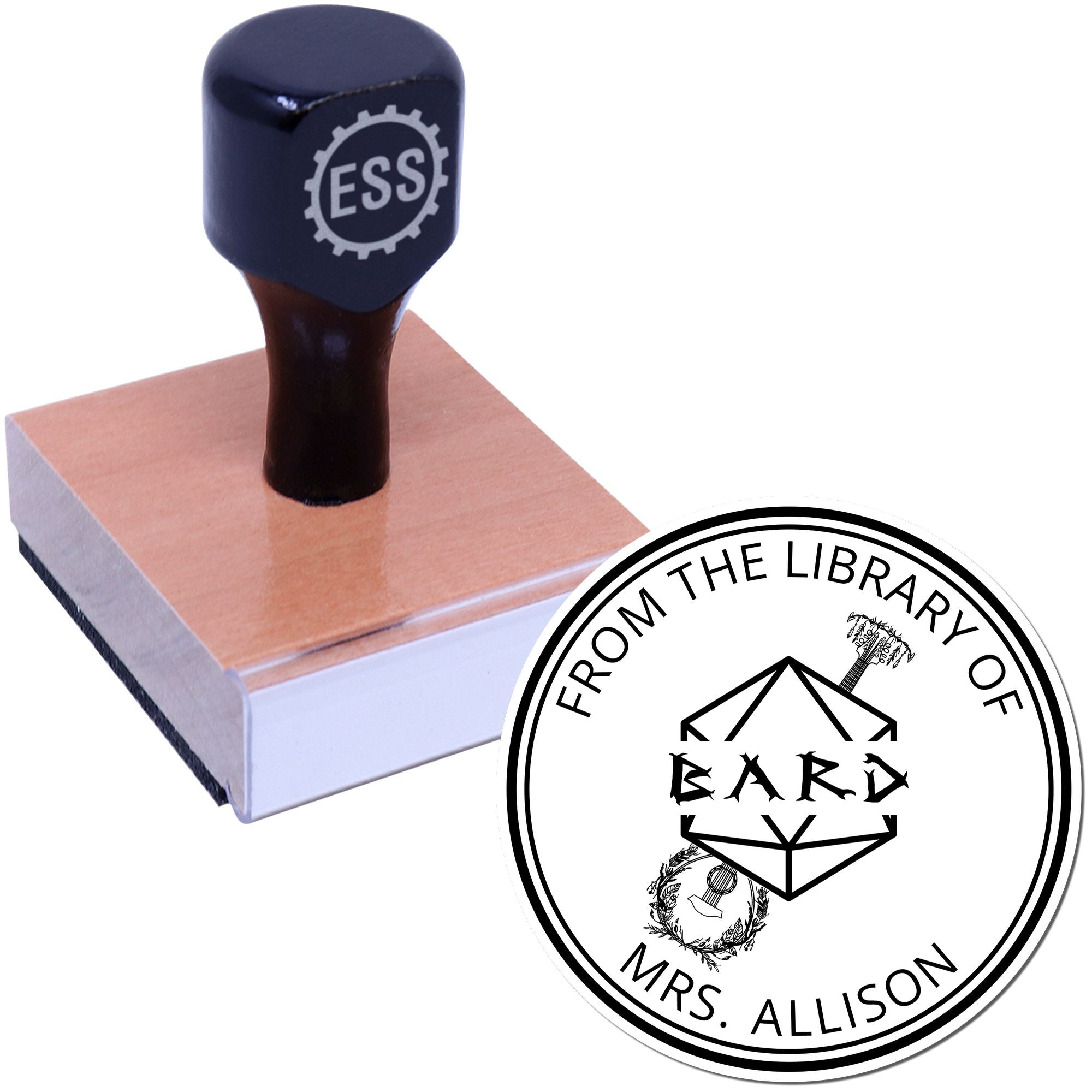 Wood Handle Pearl of Power Gamer Personalized Bookplate Printing Stamp - Engineer Seal Stamps