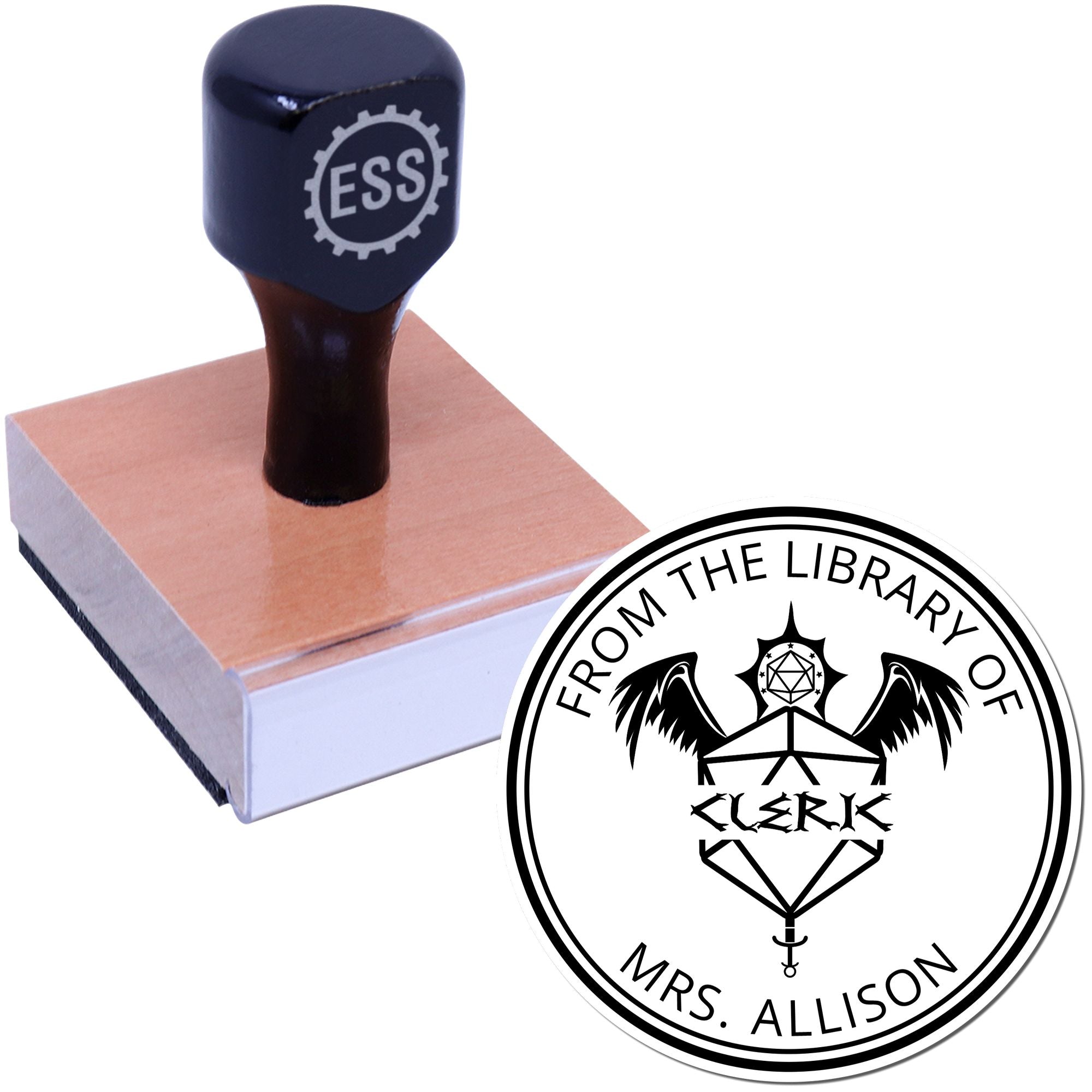 Wood Handle Quiver of Ehlonna Gamer Personalized Bookplate Maker Stamp - Engineer Seal Stamps