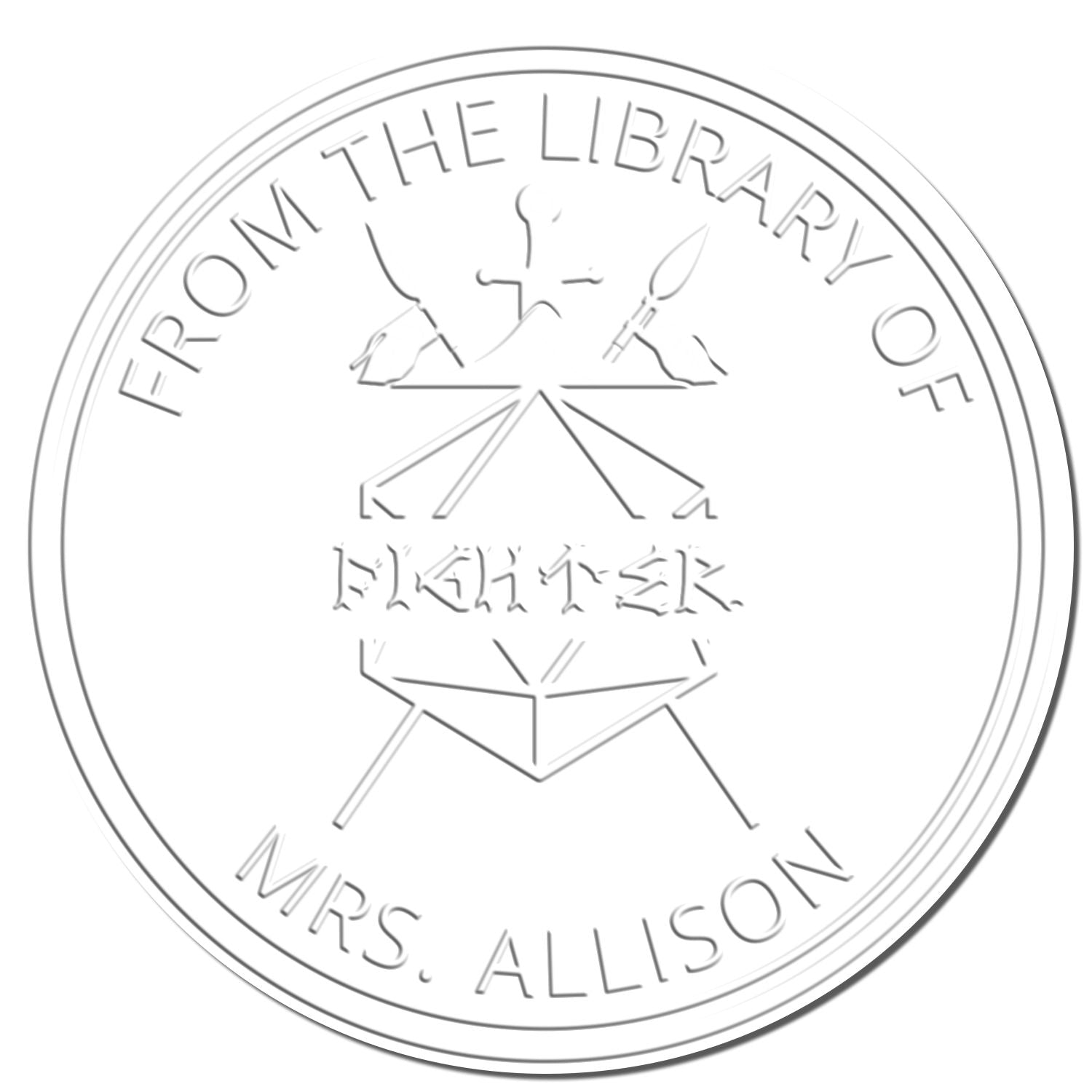 Soft Shield of the Hidden Lord Gamer Custom-Made Bookplate Embosser - Engineer Seal Stamps