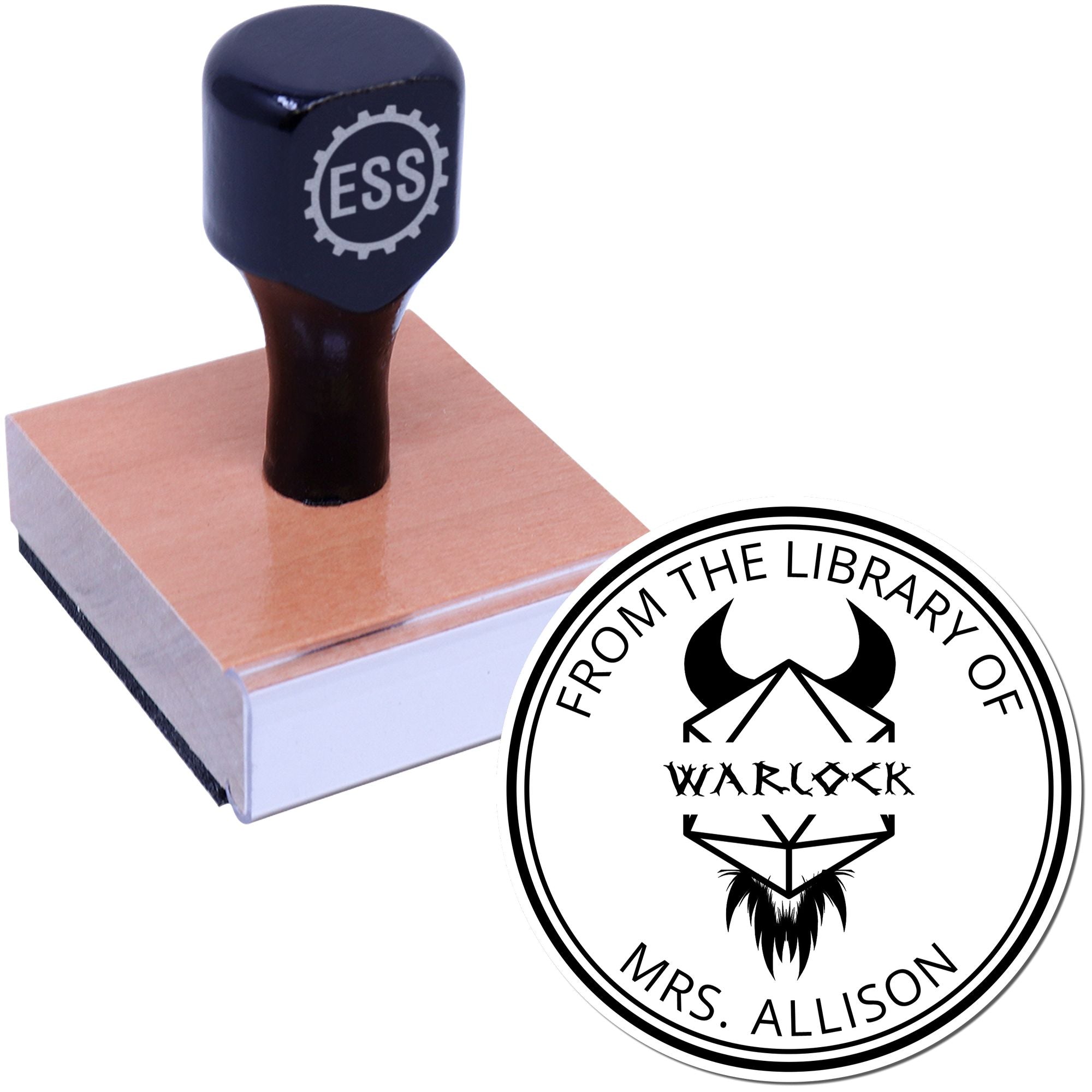 Wood Handle Ioun Stone of Insight Gamer Personalized Library Stamp - Engineer Seal Stamps