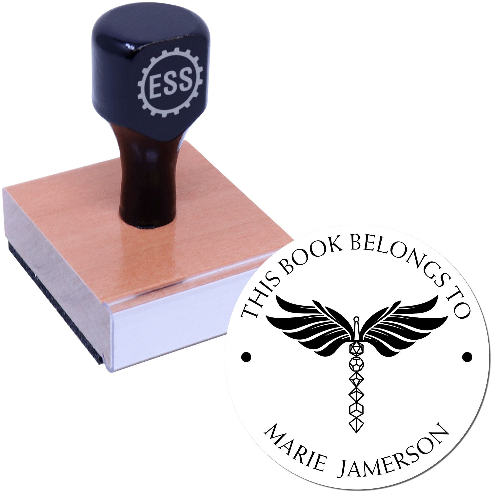 Wood Handle Manual of Bodily Health Gamer Personalized Library Book With Name Stamp - Engineer Seal Stamps