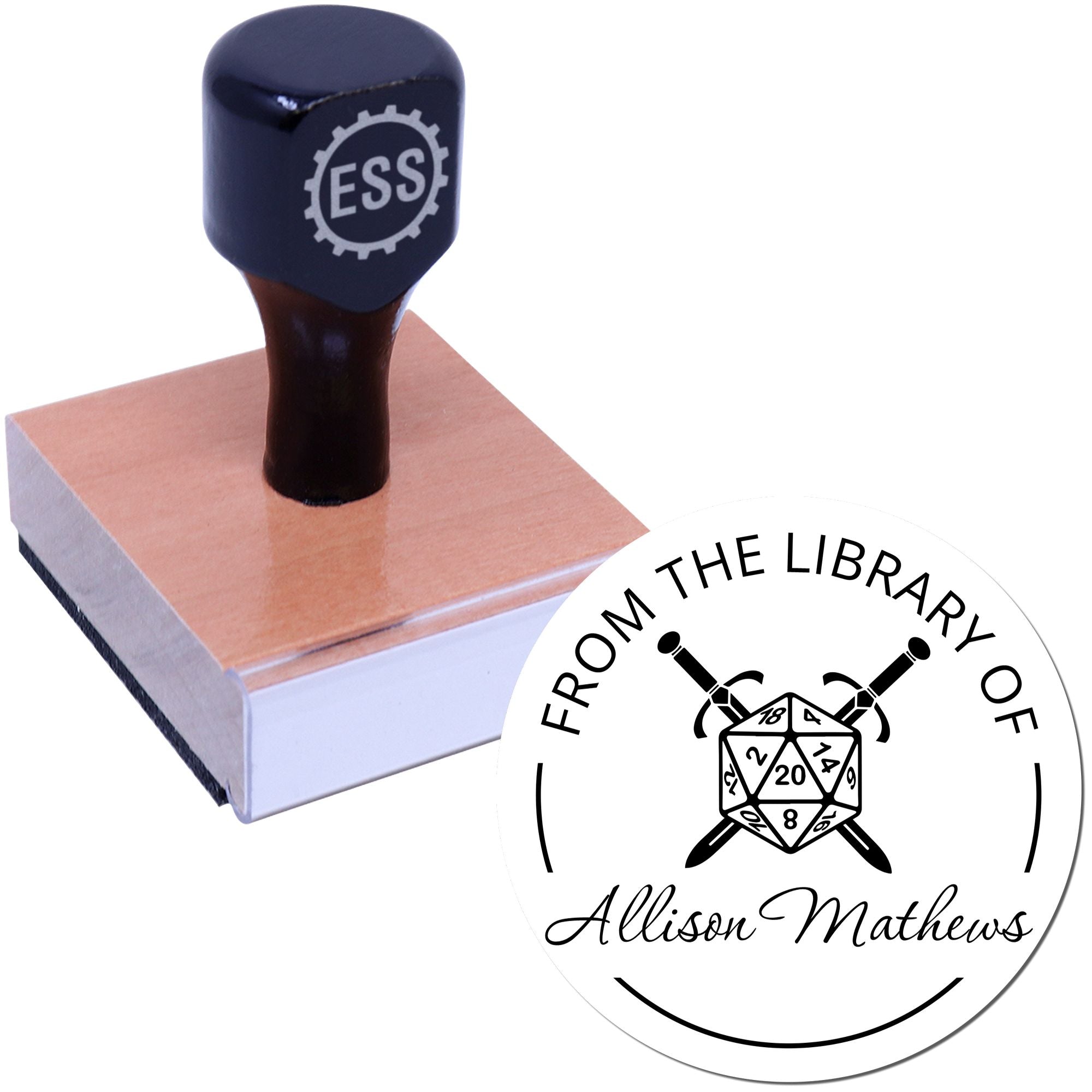 Wood Handle Oathbow Gamer Personalized Book Ownership Stamp - Engineer Seal Stamps