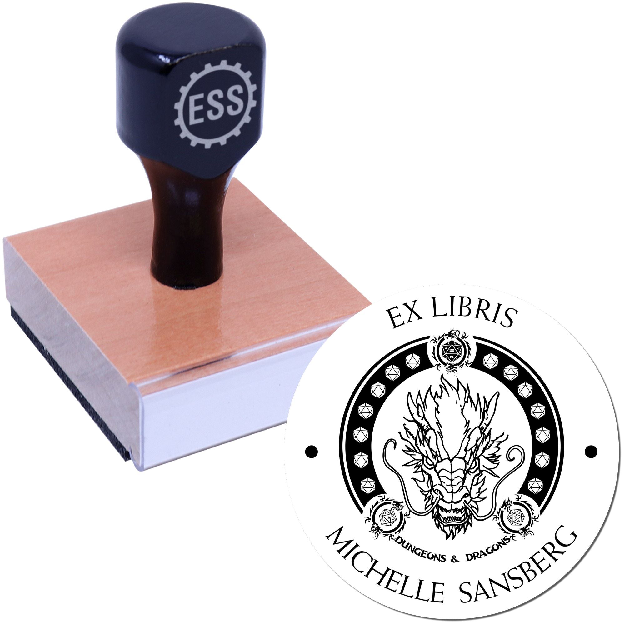 Wood Handle Whip of Binding Game Player Personalized Name For Library Stamp - Engineer Seal Stamps