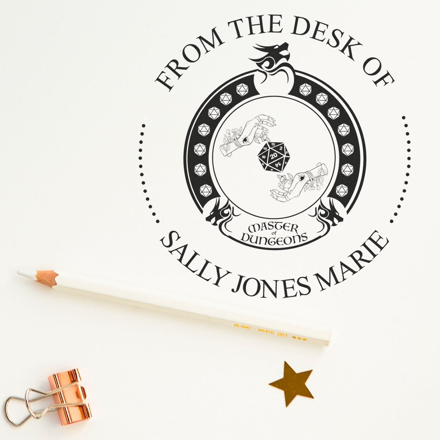 Wood Handle Xorn Talisman Game Player Personalized From The Library Of Design Stamp - Engineer Seal Stamps