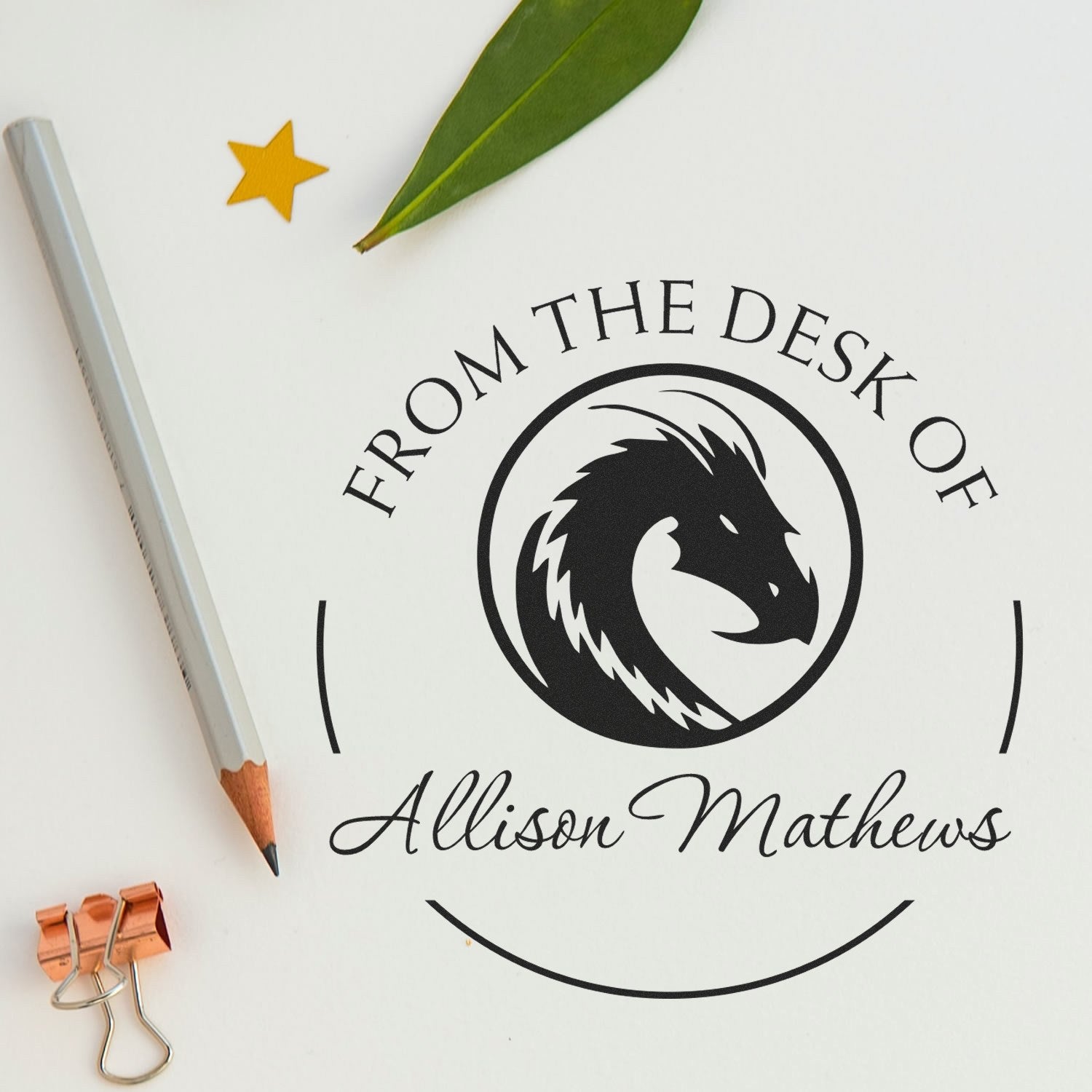 Wood Handle Yklwa of the Ancients Game Player Personalized Ex Libris Book Stamp - Engineer Seal Stamps