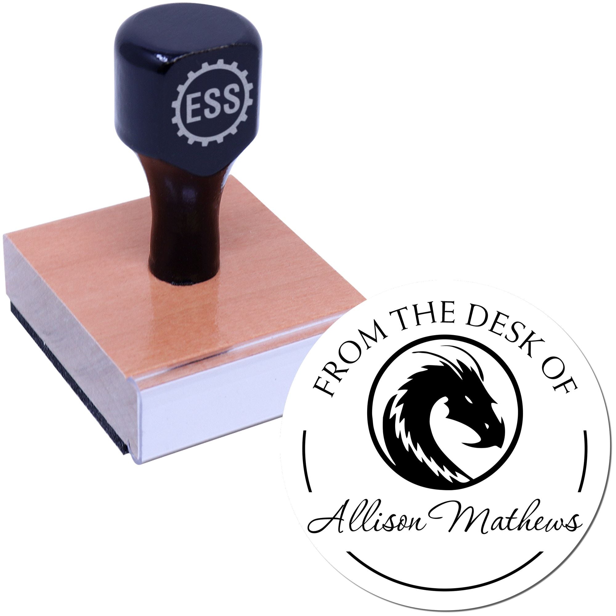 Wood Handle Yklwa of the Ancients Game Player Personalized Ex Libris Book Stamp - Engineer Seal Stamps