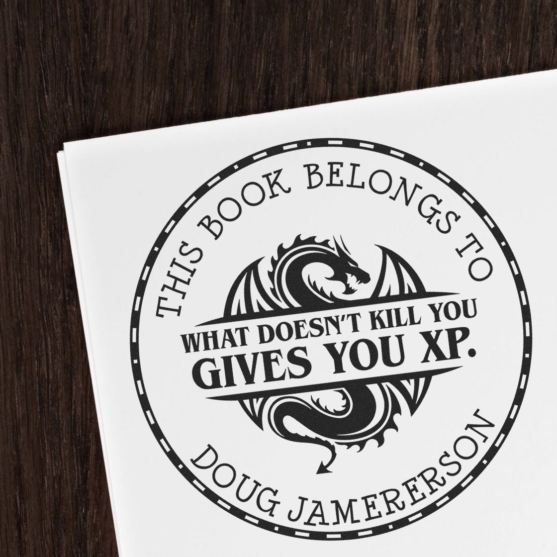 Slim Pre-Inked Cloak of the Bat Game Player Custom Book Monogram Stamp - Engineer Seal Stamps