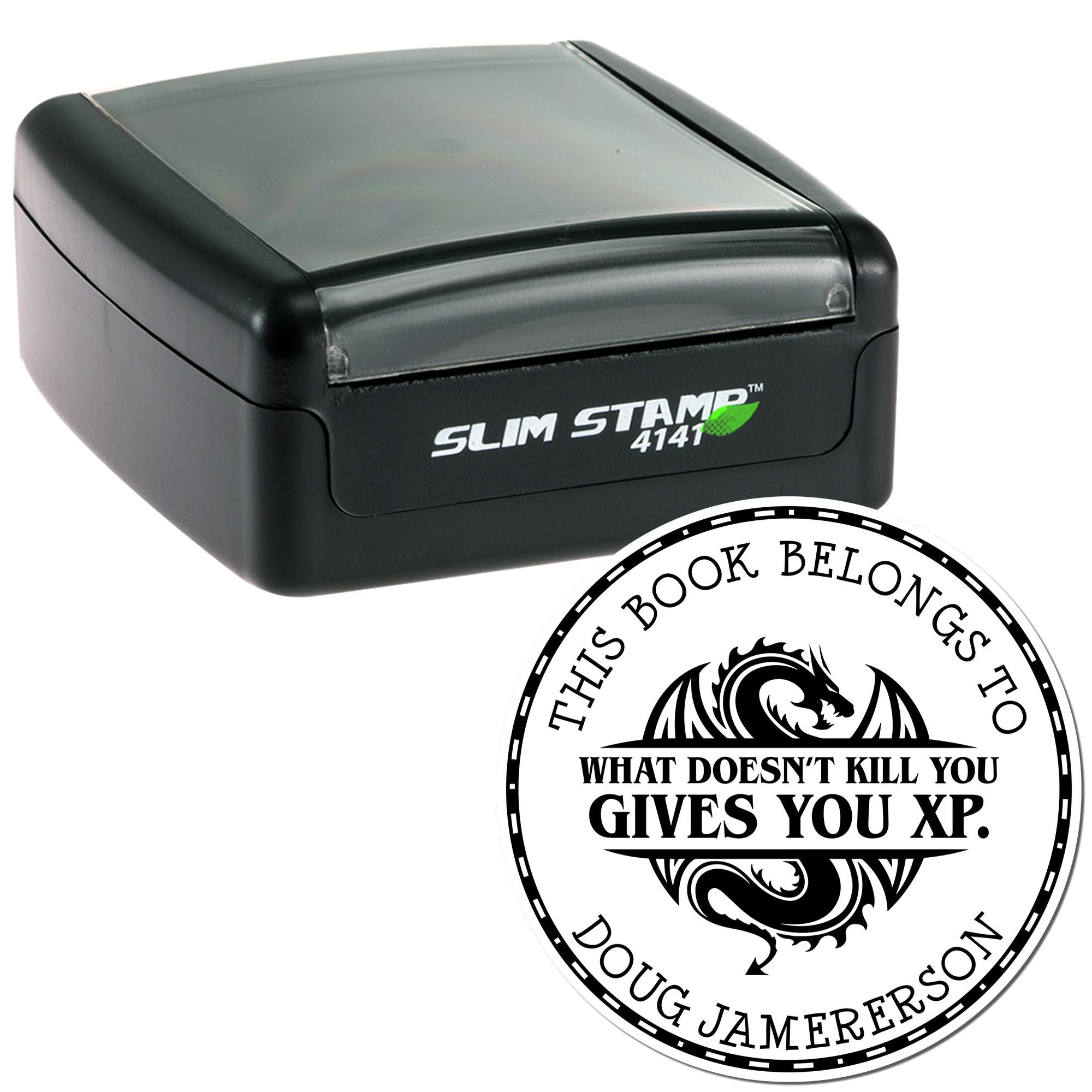 Slim Pre-Inked Cloak of the Bat Game Player Custom Book Monogram Stamp - Engineer Seal Stamps