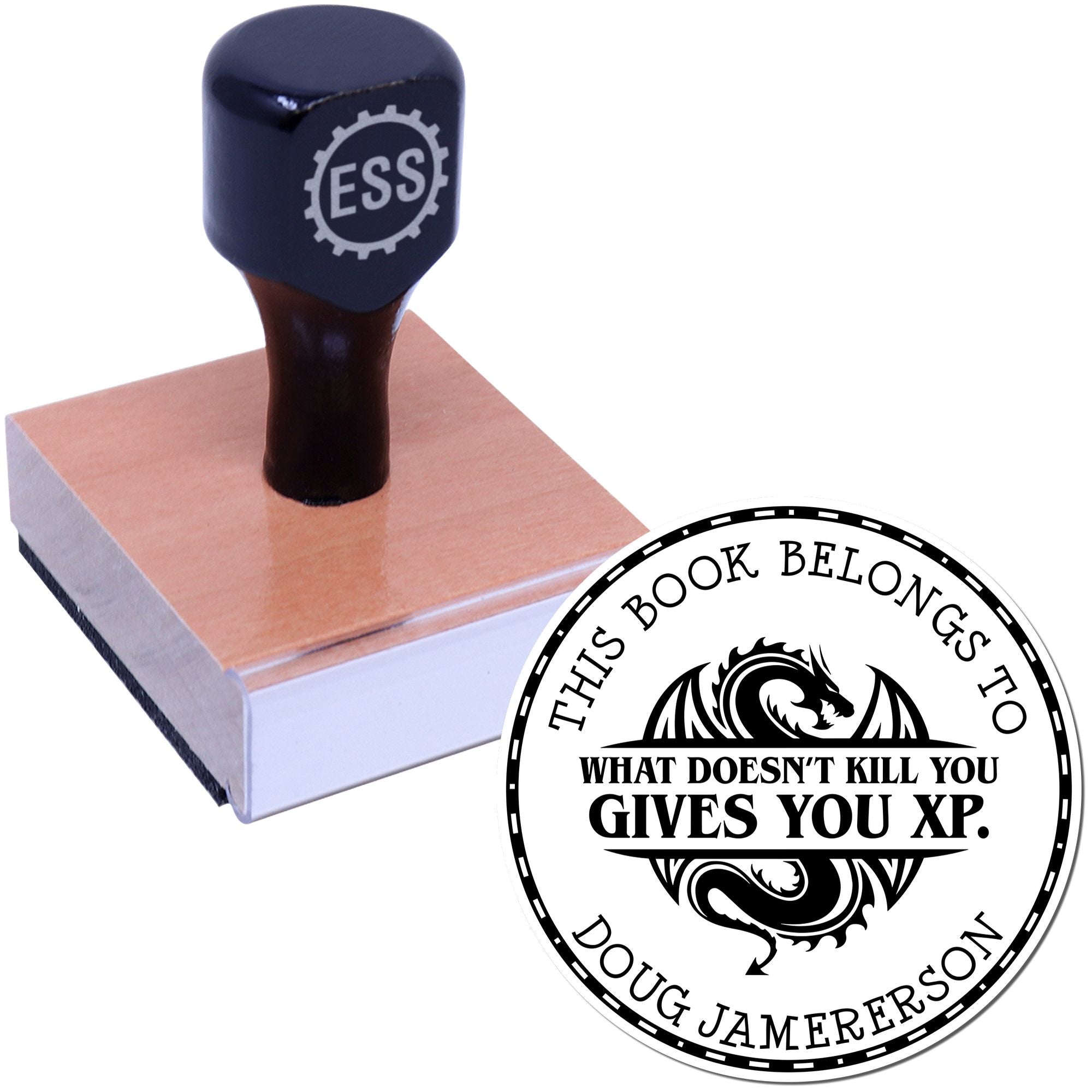 Wood Handle Cloak of the Bat Game Player Personalized Belongs To The Library Of Stamp - Engineer Seal Stamps