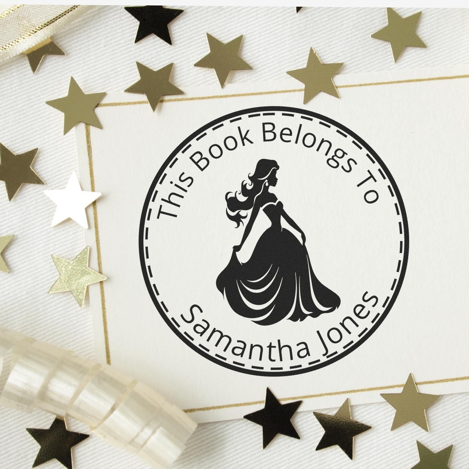 Wood Handle Princess Arabella Customized Library Name Stamp - Engineer Seal Stamps