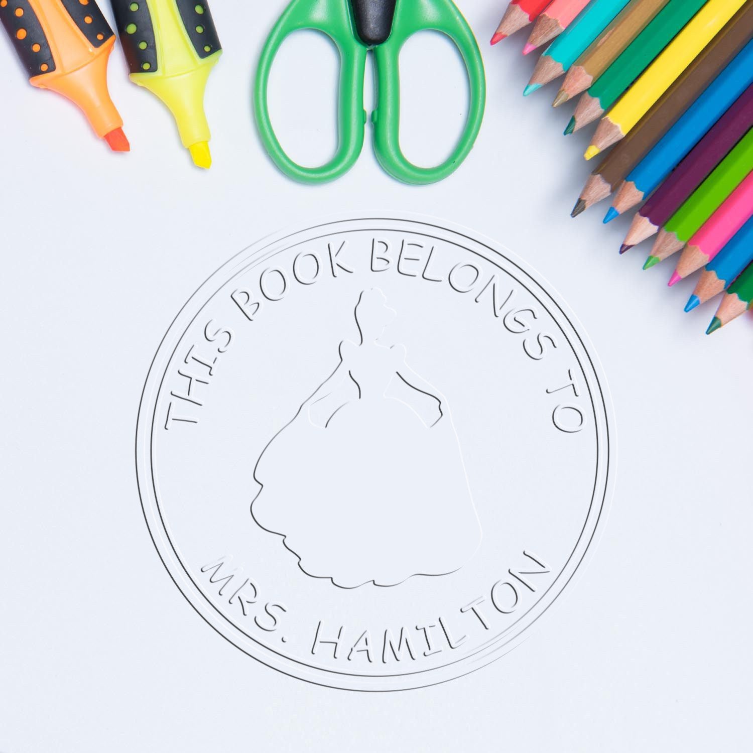 Princess Ariadne Desk Personalizable This Book Belongs To Seal - Engineer Seal Stamps