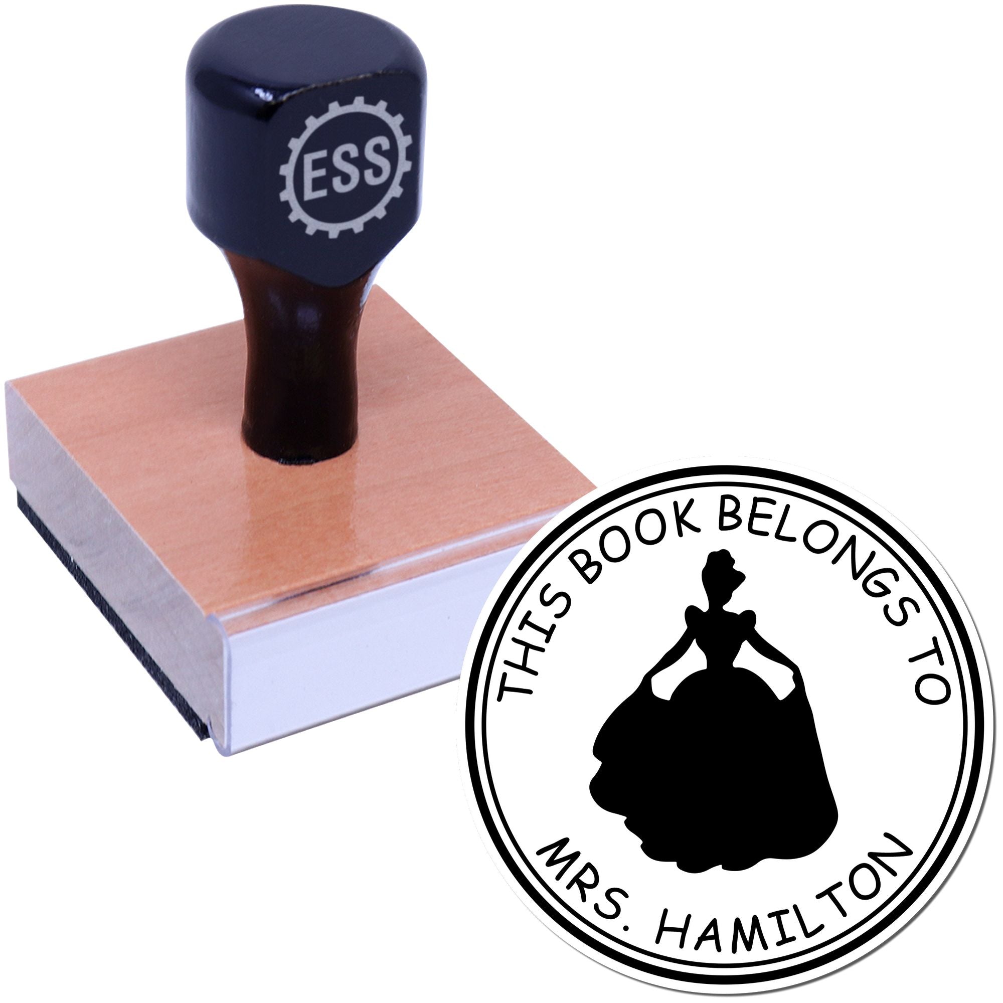 Wood Handle Princess Ariadne Customized Library Ownership Stamp - Engineer Seal Stamps