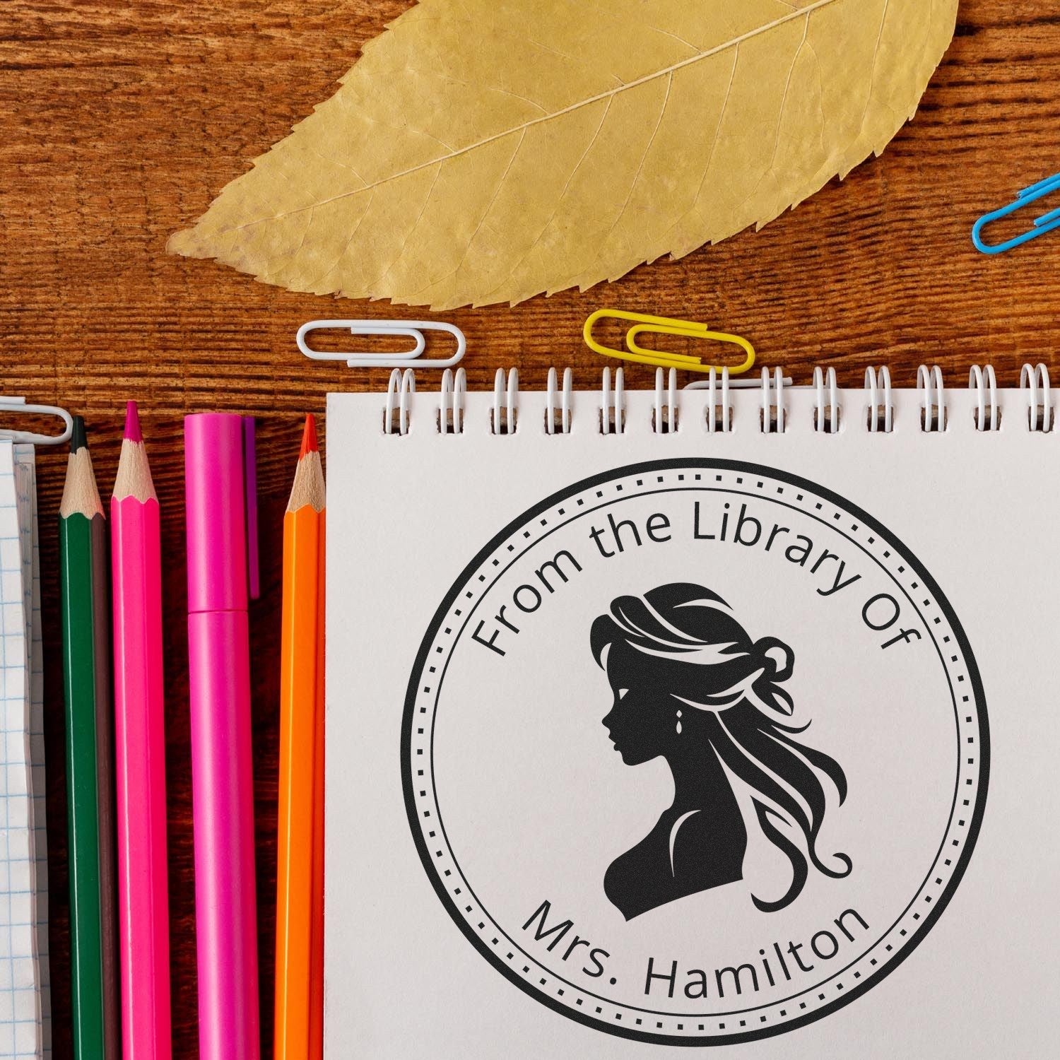 Wood Handle Princess Aurora Customized Library Return Stamp - Engineer Seal Stamps