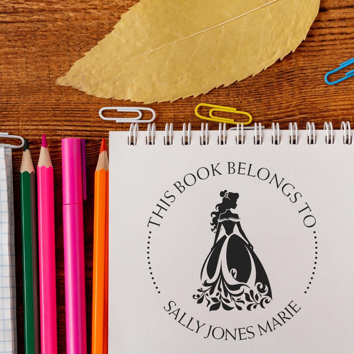 Princess Camilla Self-Inking Personalizable Book Identification Stamp - Engineer Seal Stamps