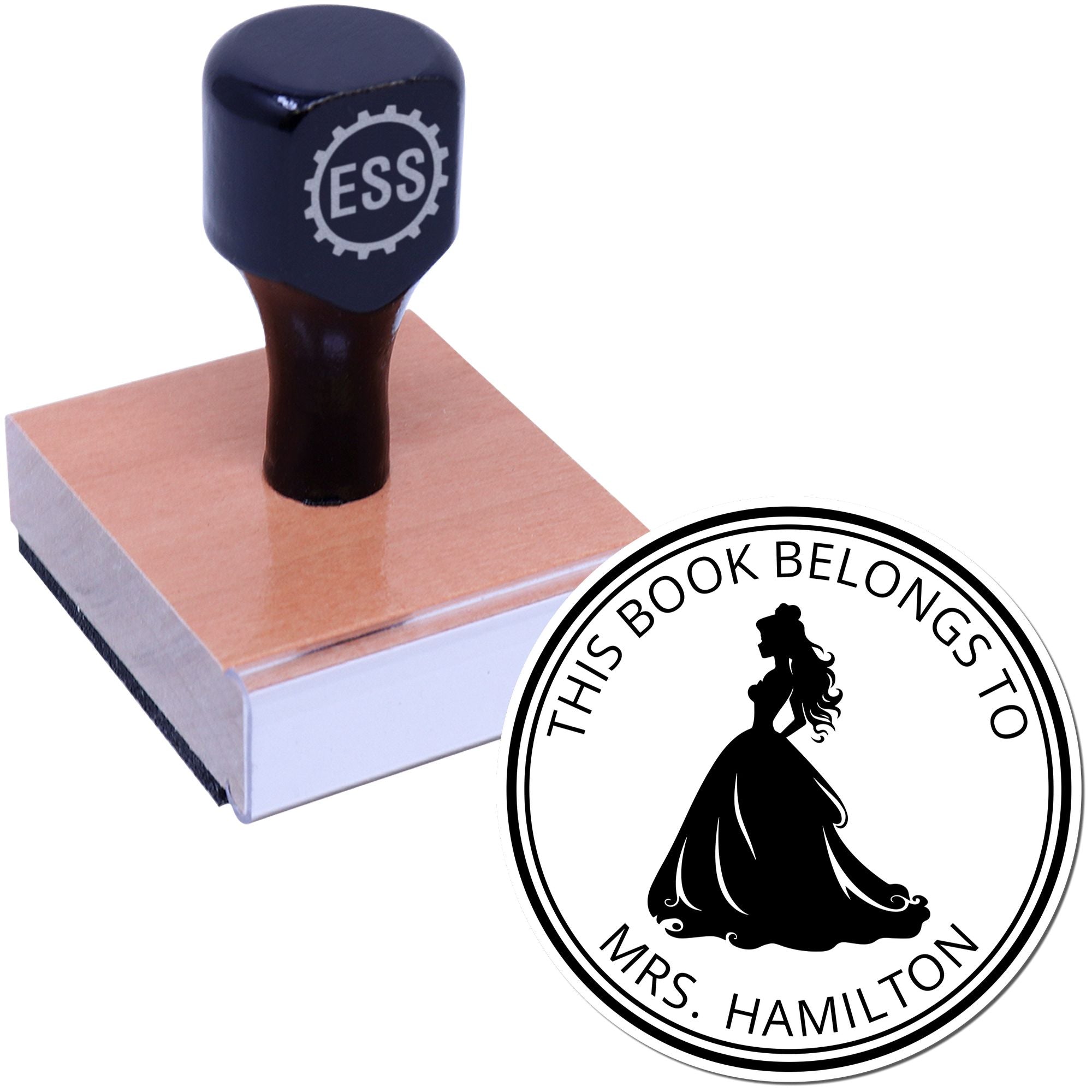 Wood Handle Princess Elizabeth Customized Library Book With Name Stamp - Engineer Seal Stamps