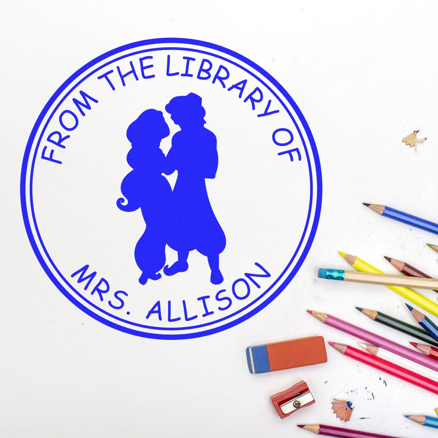 Wood Handle Princess Giselle Customized Book Library Name Stamp - Engineer Seal Stamps