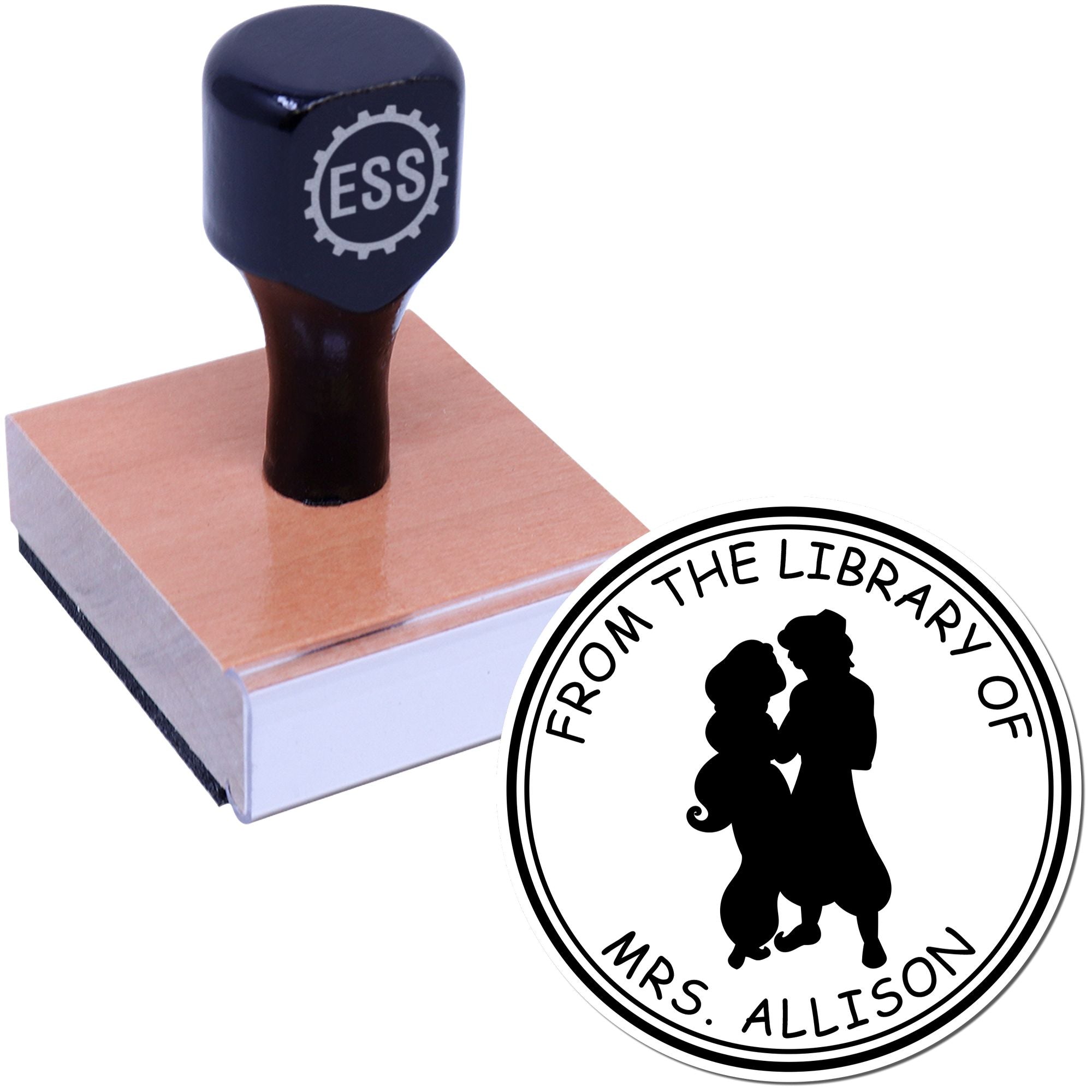 Wood Handle Princess Giselle Customized Book Library Name Stamp - Engineer Seal Stamps