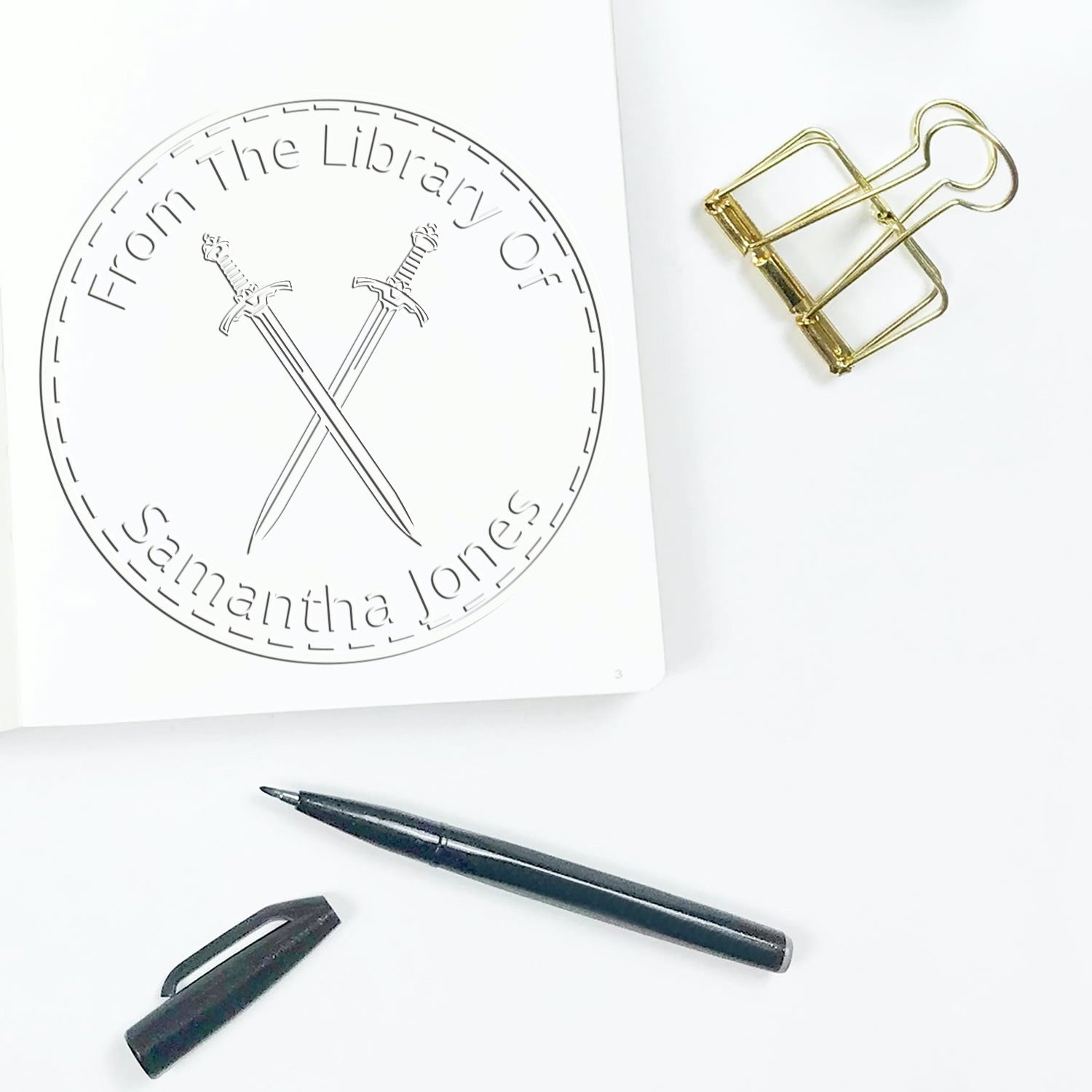 Shadowbane Mythical Swords Desk Personalizable Book Monogram Embossing Seal - Engineer Seal Stamps