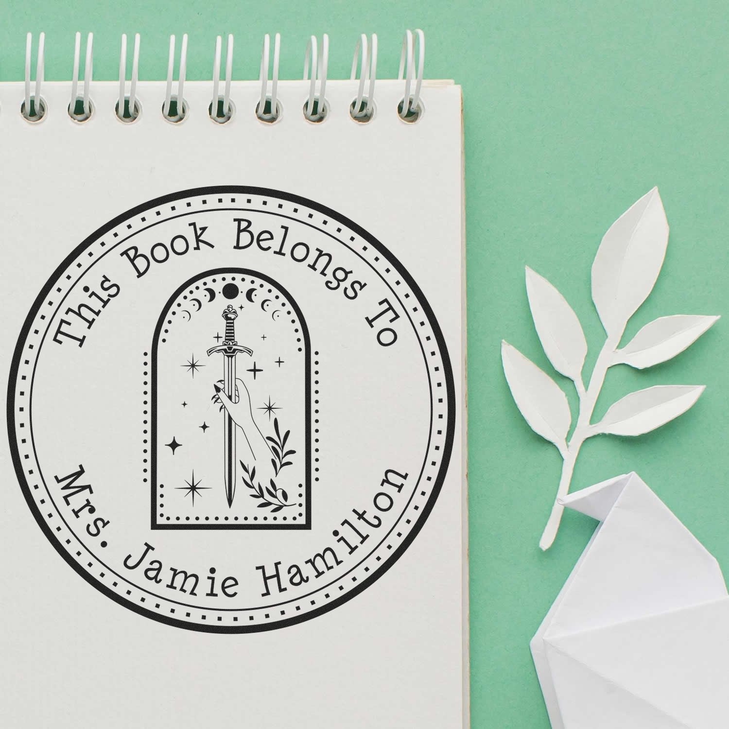 Wood Handle Thunderstrike Mythical Swords Customized Book Mark Stamp - Engineer Seal Stamps