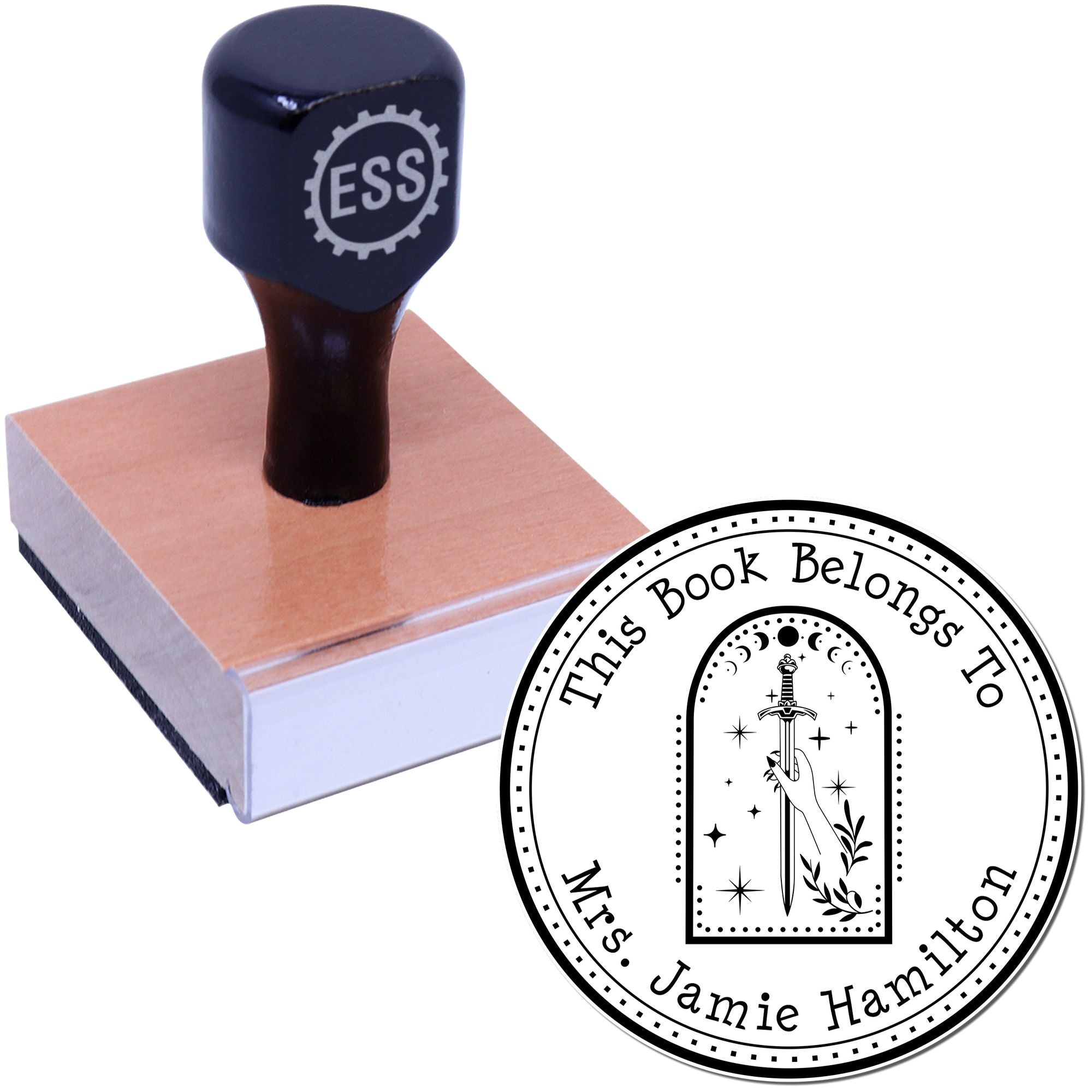 Wood Handle Thunderstrike Mythical Swords Customized Book Mark Stamp - Engineer Seal Stamps