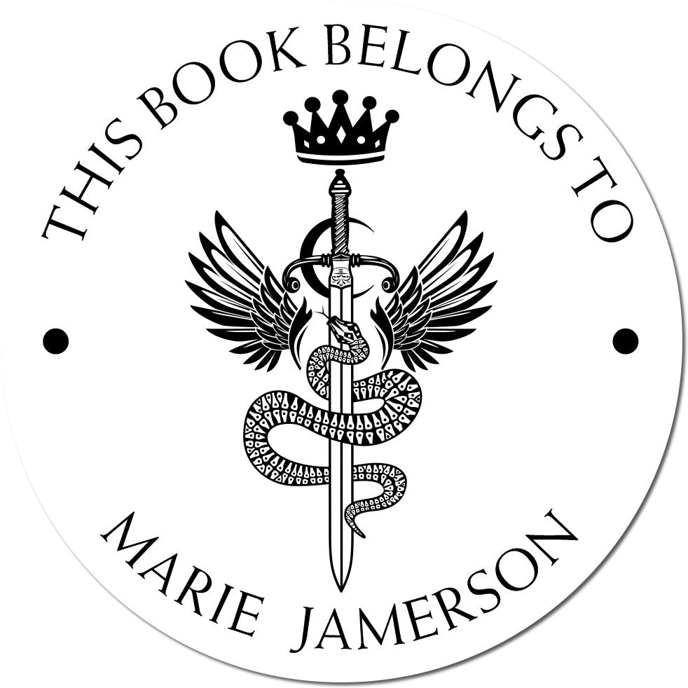 Slim Pre-Inked Starforged Mythical Swords Personalized Book Personalization Stamp - Engineer Seal Stamps