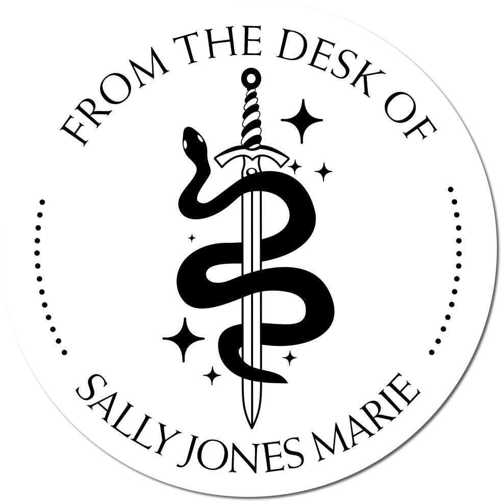 Wood Handle Eclipse Edge Mythical Swords Customized Library Book Belongs To Stamp - Engineer Seal Stamps