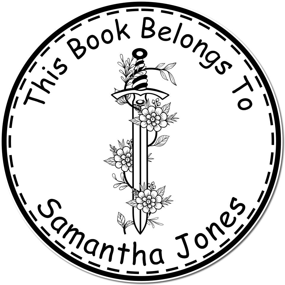 Wood Handle Tempest's Heart Mythical Swords Custom-Made Ex Libris Stamp - Engineer Seal Stamps